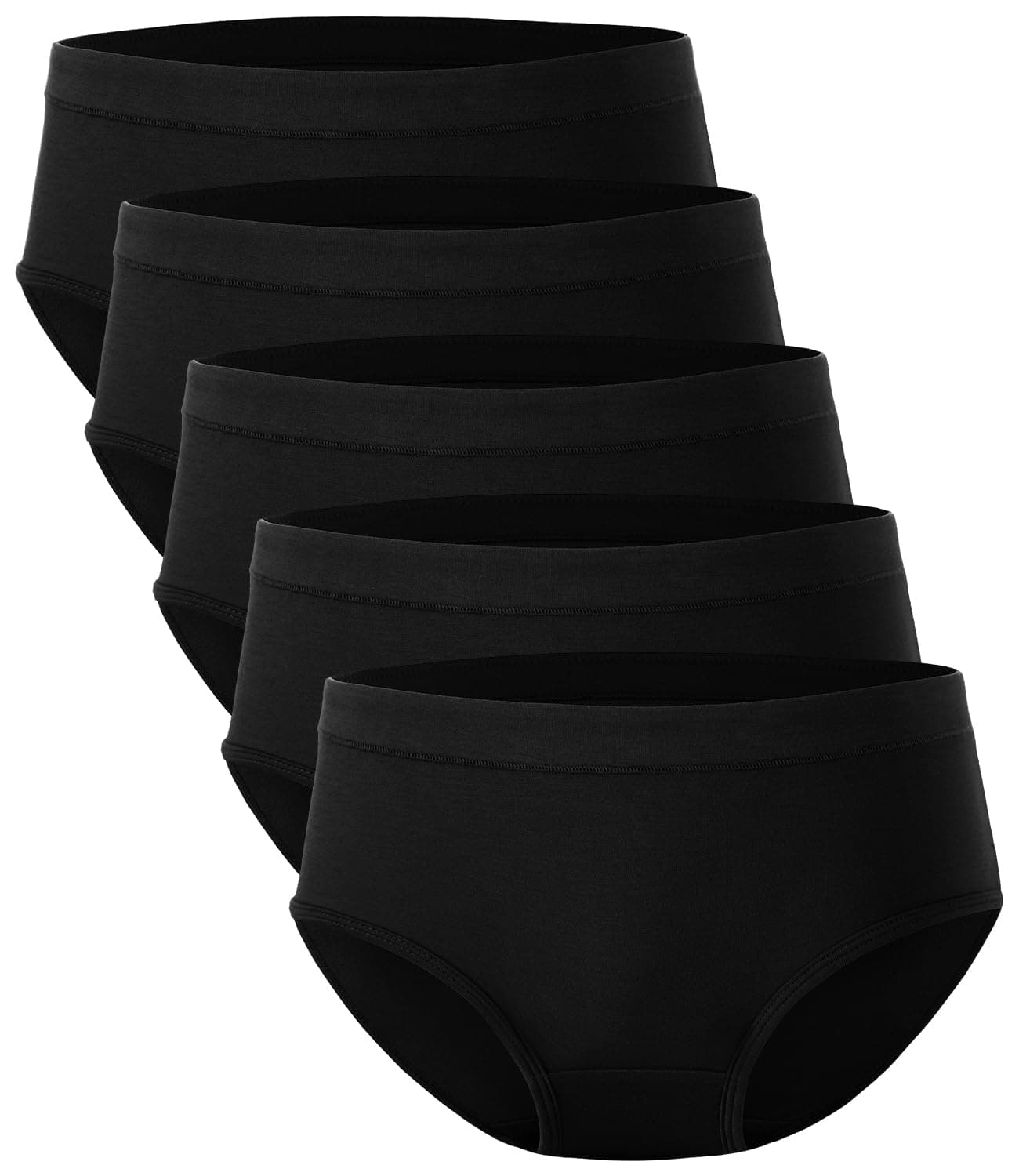 BAMBOO COOL Womens Underwear, Moisture-Wicking Briefs, Soft and Breathable Panties, Mid Waist, 5-Pack
