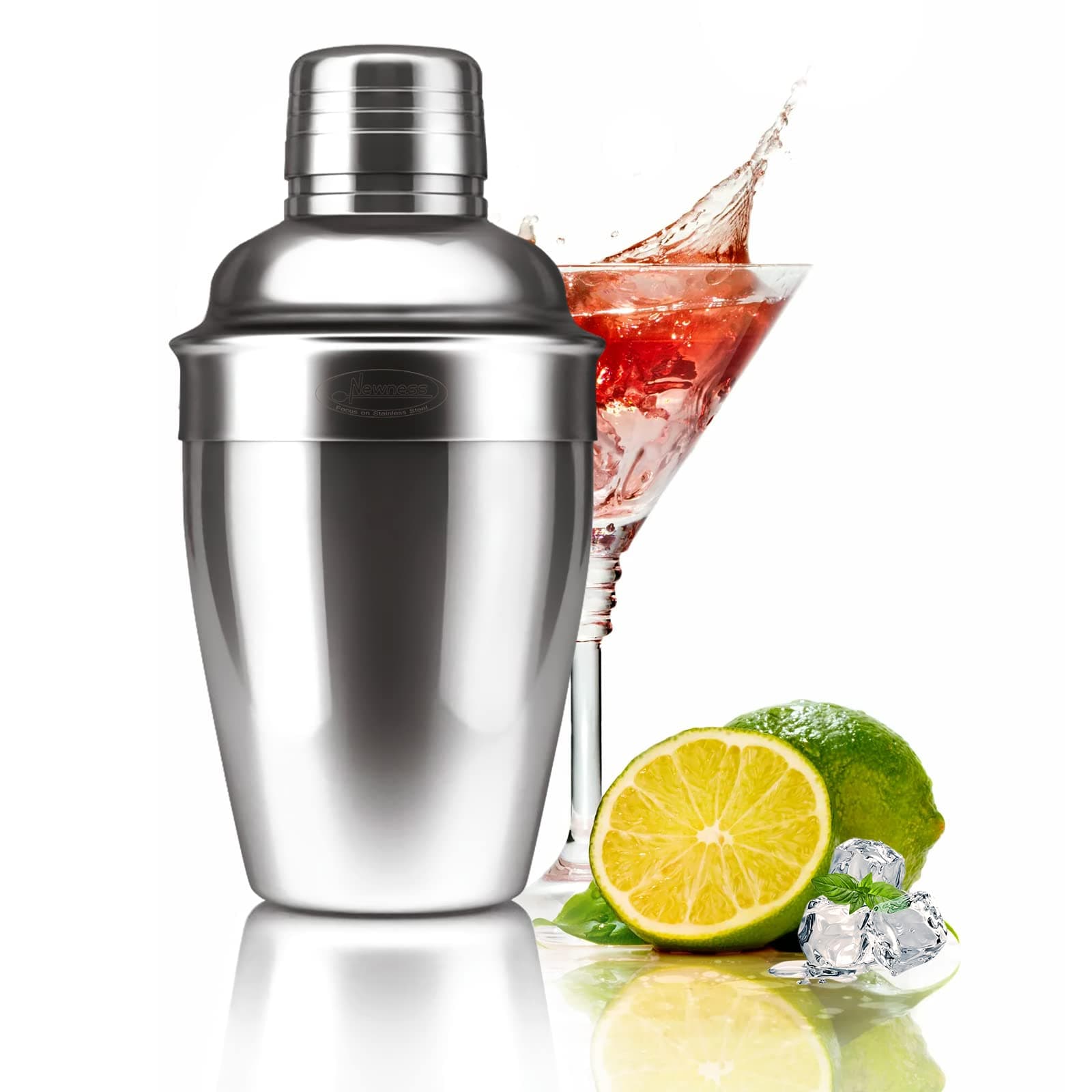 Newness Cocktail Shaker, Stainless Steel Martini Shaker, Drink Shaker Built-in Strainer, Professional Stainless Margarita Mixer, Bartender Kit Gifts, Small, Easy to Carry, Single Martini 8.4oz(250ml)