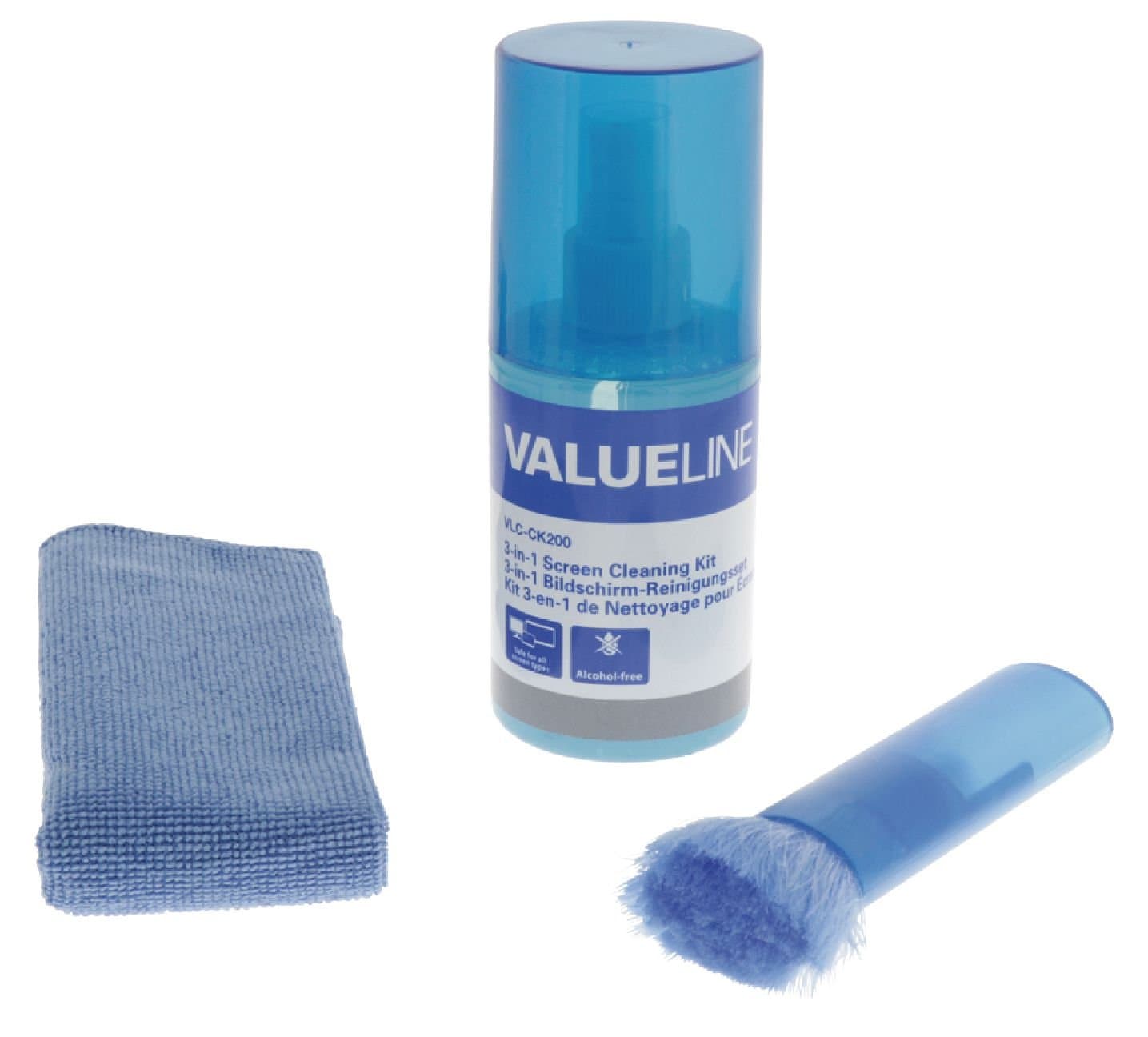ValuelineVLC-CK200 3-in-1 screen cleaning kit with 200 ml of liquid (cloth, brush)