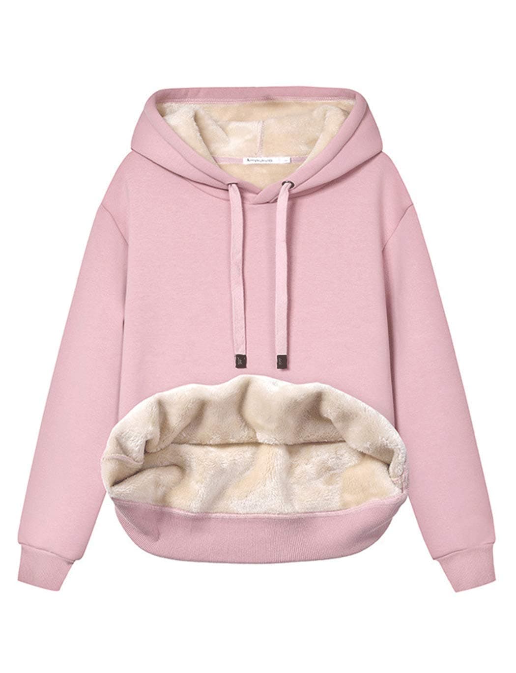 Womens Casual Winter Warm Fleece Sherpa Lined Pullover Hooded Sweatshirt