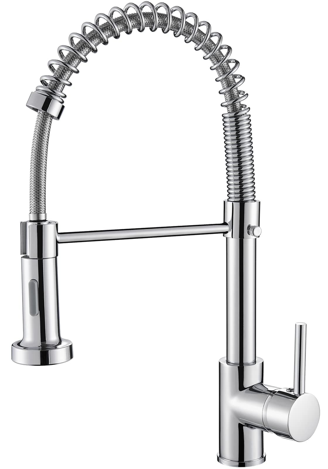 Kitchen Sink Mixer Tap, Spring Kitchen Faucet with Pull Down Sprayer, 2 Spray Modes High Arc Single Handle Lever Kitchen Tap (Chrome)