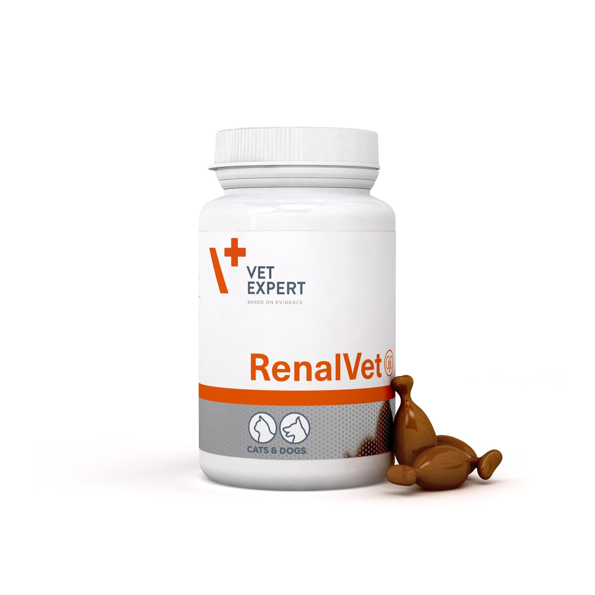 Vet Expert RenalVet for Dogs and Cats – Phosphate Binder and Kidney Support Supplement with Calcium Carbonate, Chitosan, and Vitamin D3 for Chronic Renal Failure (60 Twist-Off Capsules)