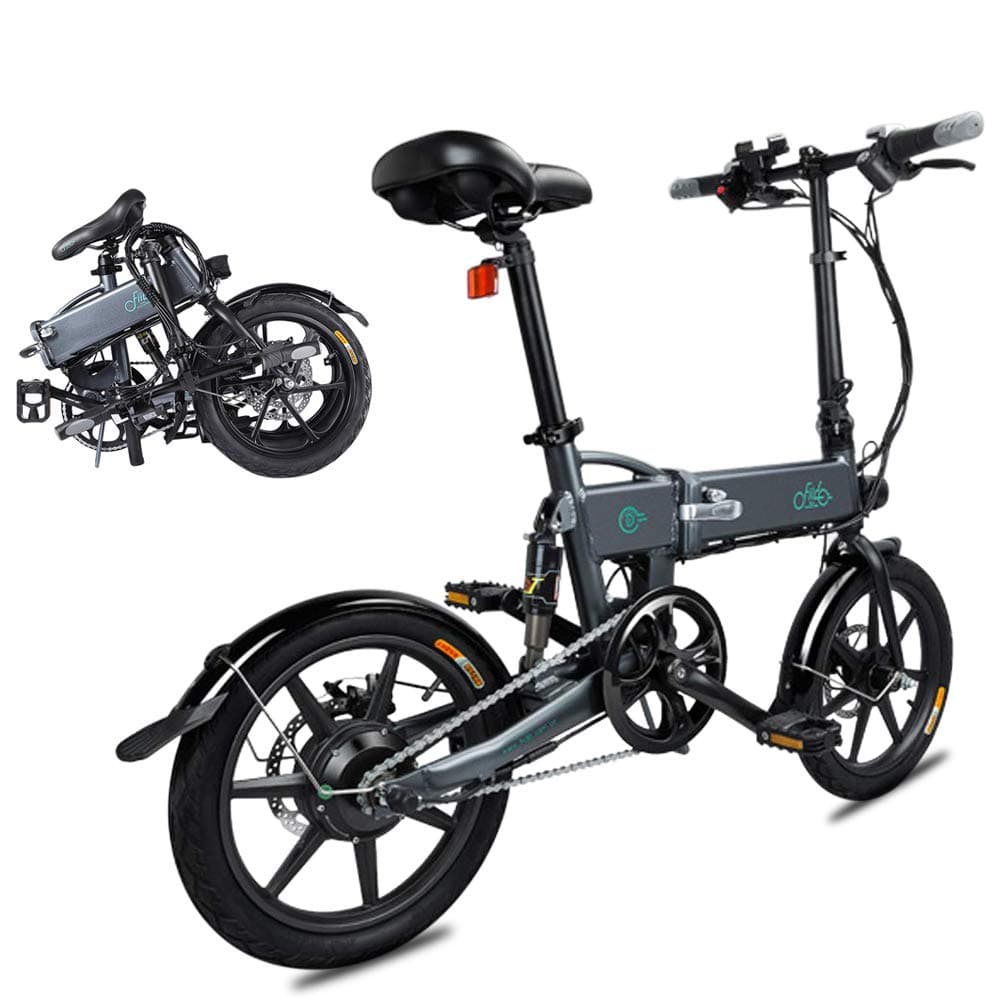 Phaewo Folding Electric Bike Fiido D2 Ebike 7.8Ah Li-ion Battery 250W Three Work Modes 16 Inch with Front LED Light for Adult (D2-Gray)