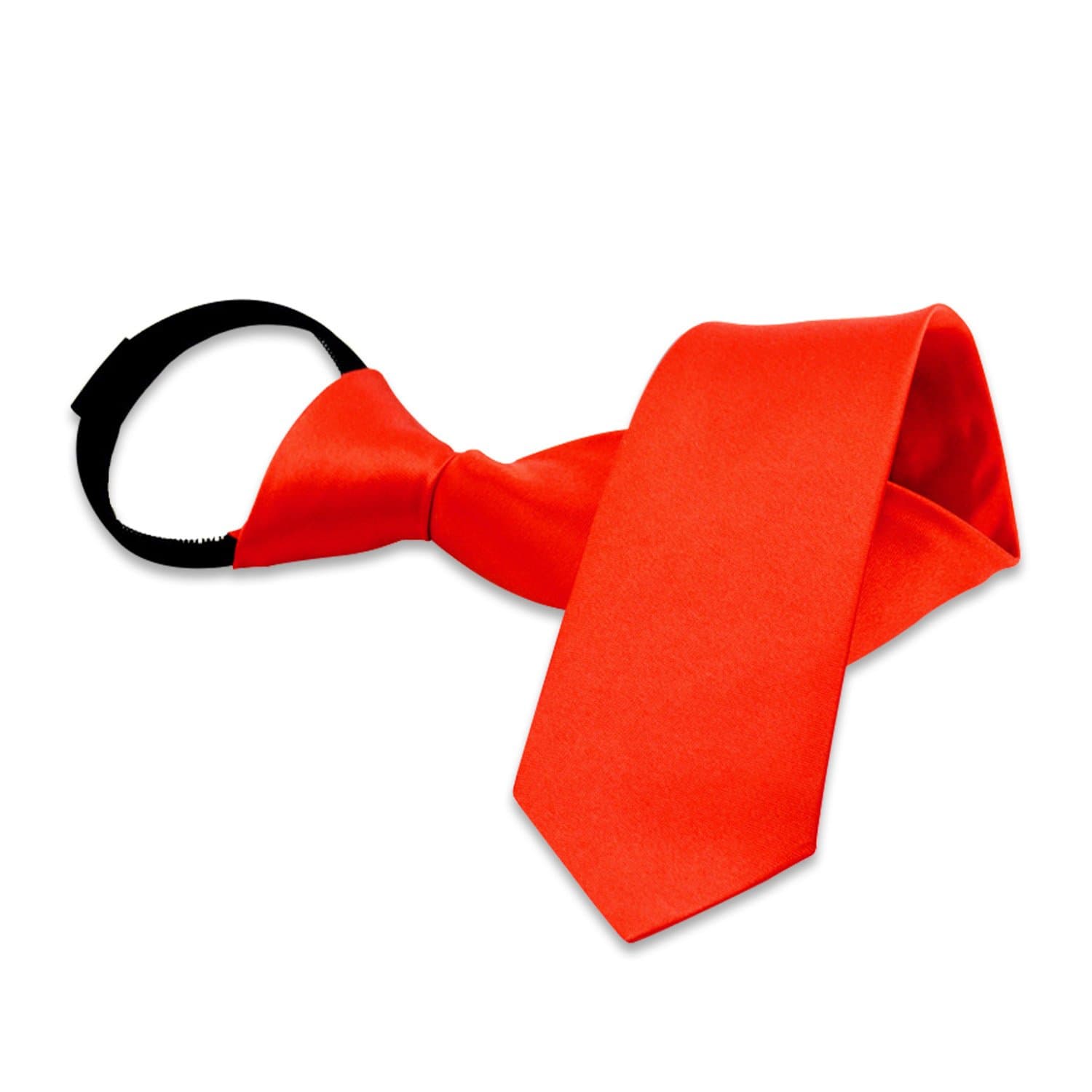 Aurya Boys' Solid Color Zipper Tie 15 inch/19 inch Polyester Satin Zipper Neckties