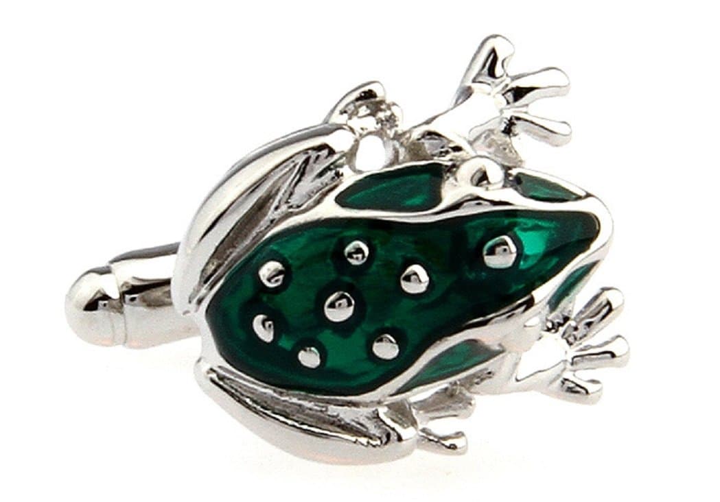 Frog Green Pair Cufflinks in a Presentation Gift Box & Polishing Cloth
