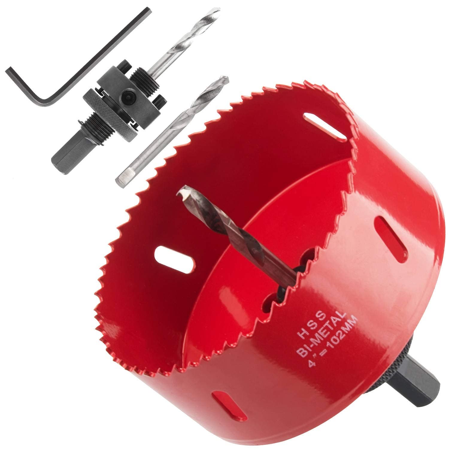 4 inch 100 mm Hole Saw with Arbor, Heavy Duty 38mm Depth Bi-Metal HSS 4 Inch Hole Saw Blade with Positive Rake Teeth for Cutting Soft Metal, Drywall, Plastic, Wood, Fiberboard
