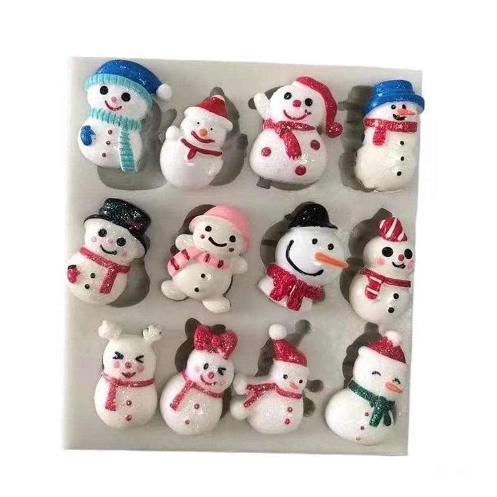 1pcs Christmas Cake Fondant Mold-Mini Xmas Snowman Silicone Mold for Chocolate, Candy, Cake Decoration,Polymer Clay, Cupcake Decor, Sugar Craft, Resin Candle Soap Plaster (Snowman)