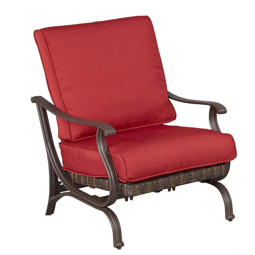 Hampton Bay Pembrey Patio Lounge Chair with Chili Cushions (Pack of 2)