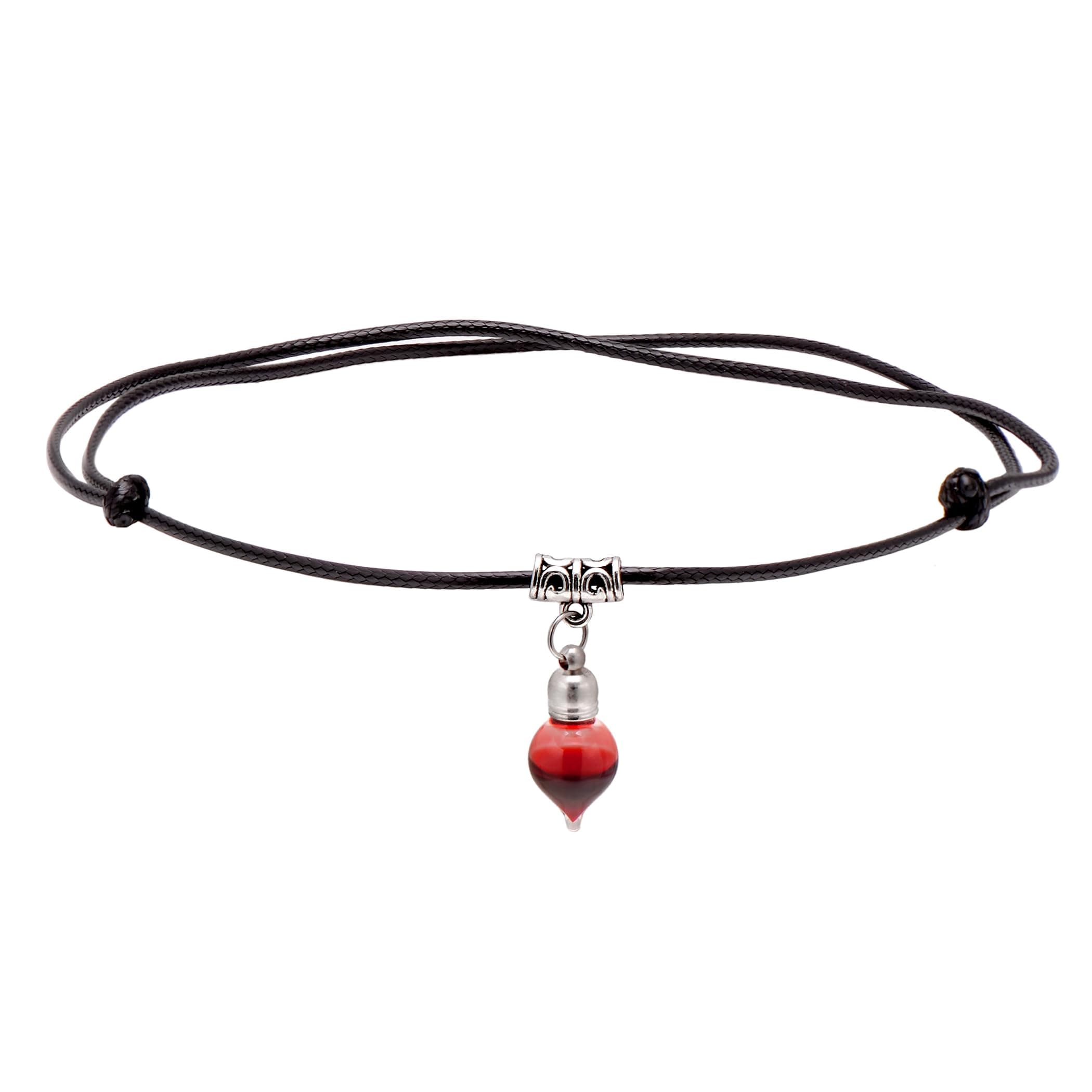 Paialco Jewelry Vampire Blood Vial Black Rope Sliding Cord Necklace for Women Halloween Holiday