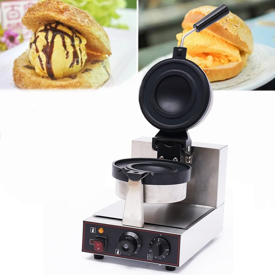 DNYSYSJ 1000W Electric Burger Waffle Maker Machine Commercial Stainless Steel Baker Machine for Waffle, Paninis, Burger