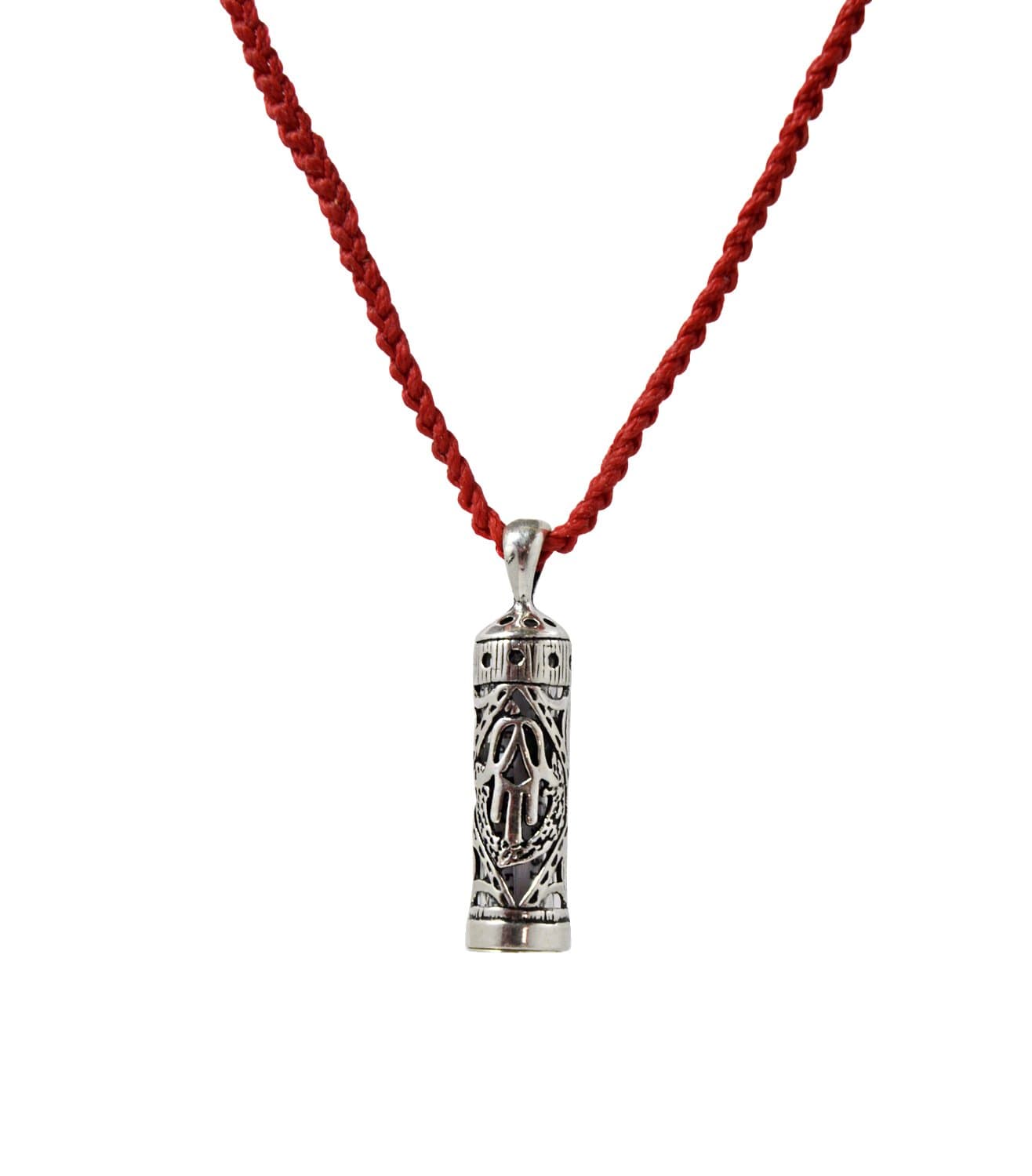 MIZZE Made for LuckJewelry Mezuzah Case Charm Necklace On Red Knit for Men