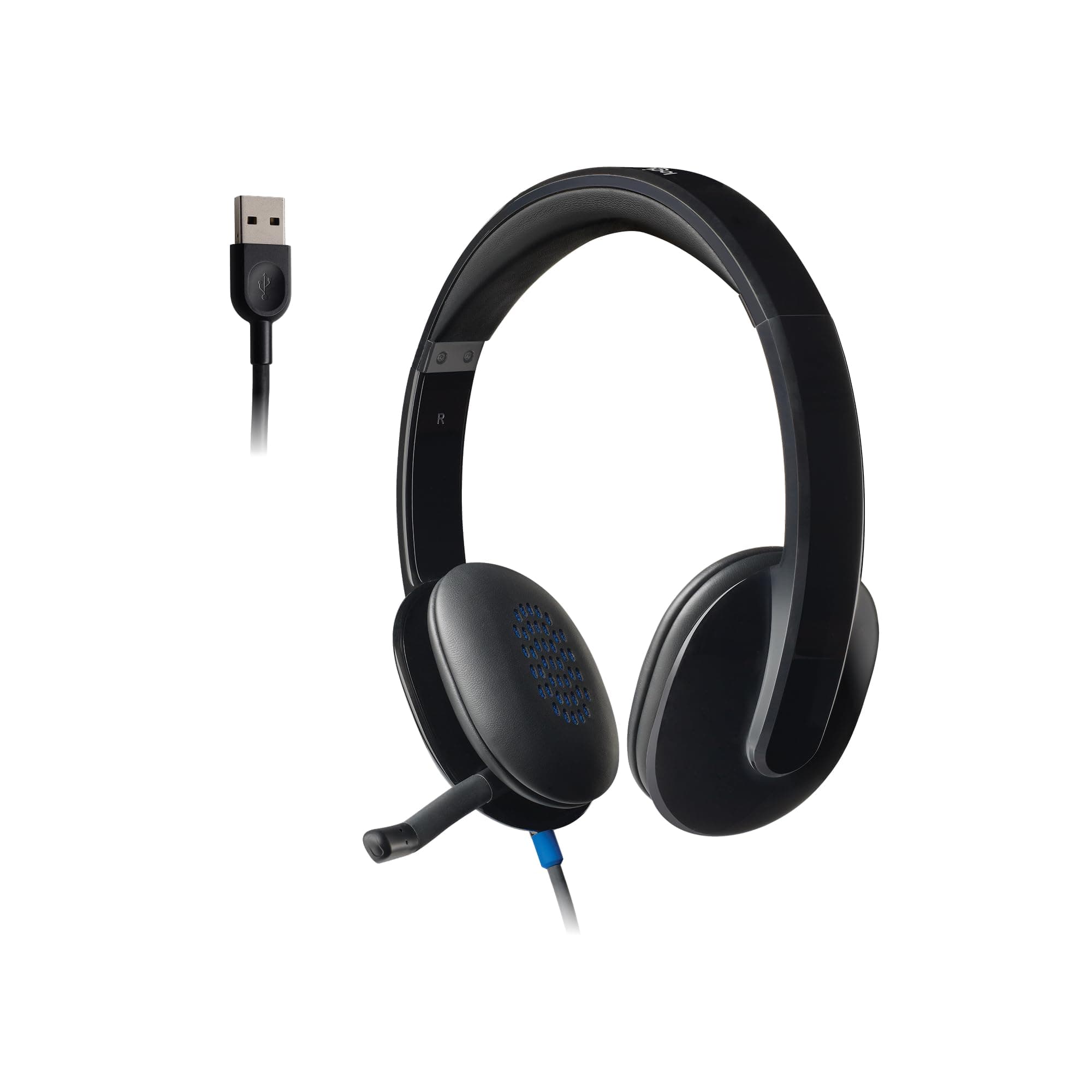 Logitech H540 Stereo Wired On Ear Headphones with Mic with Noise-Cancelling USB, On Ear Controls, Mute Indicator Light, Pc/Mac/Laptop - (Black)