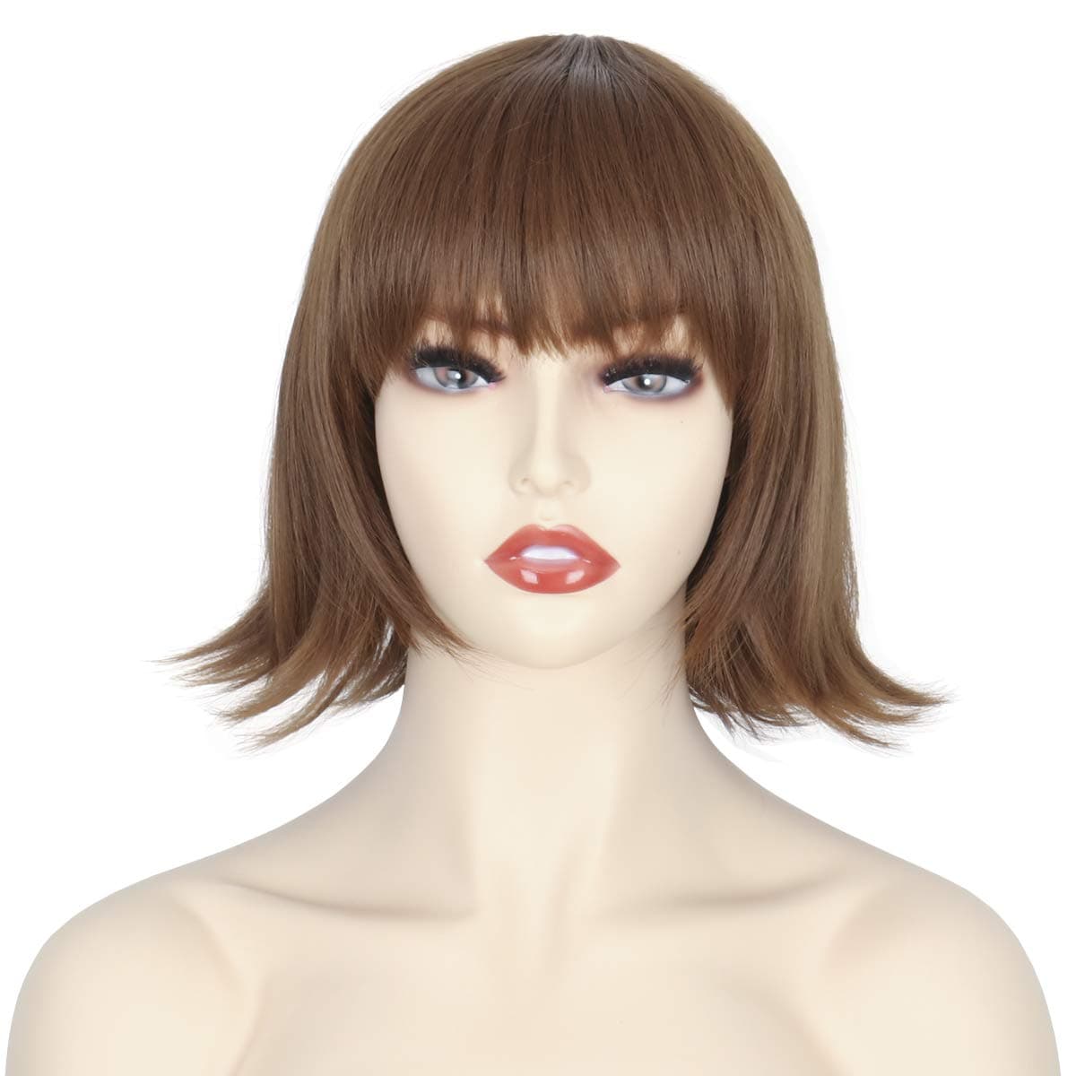 Cosela Frisk and Chara Short Straight Brown Cosplay Wig for Halloween costume Anime Girl Wig