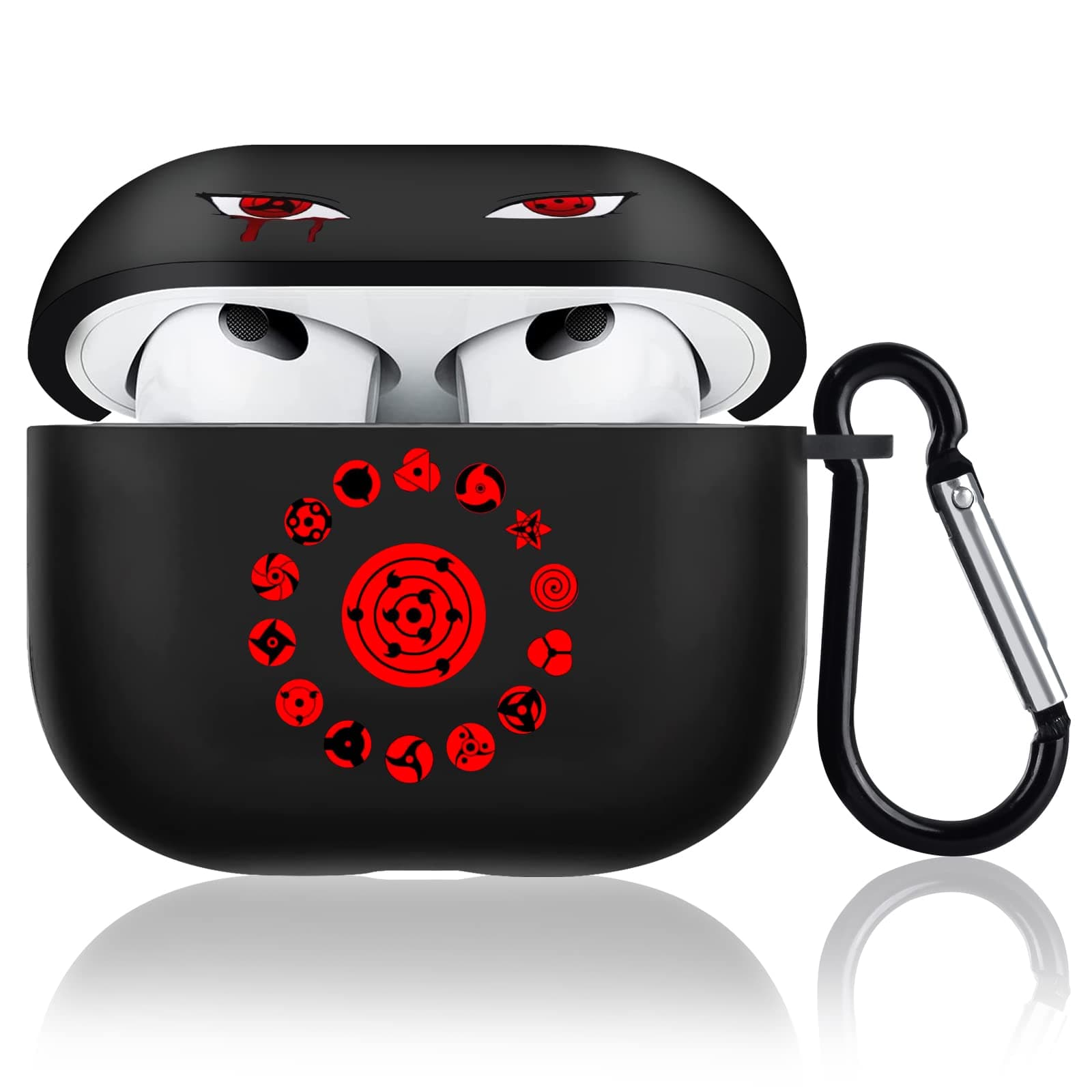 Anime Case for AirPod 3 with Keychain,Cool Red Cartoon Pattern Kawaii Design Soft Silicone Protective Cover for Boys Girls Yonth Teen Compatiable for Airpods 3rd Generation