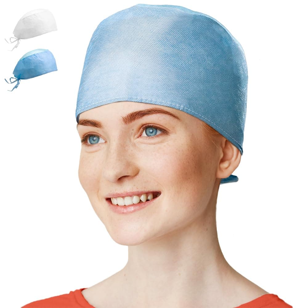 EZGOODZ Blue Surgeon Caps. Pack of 500 Disposable Head Coverings for Surgical Personnel. One Size Hats for Hospital, Clinics, Labs, Exam Rooms. Breathable Hair Covers with Stationary Ties in Bulk.