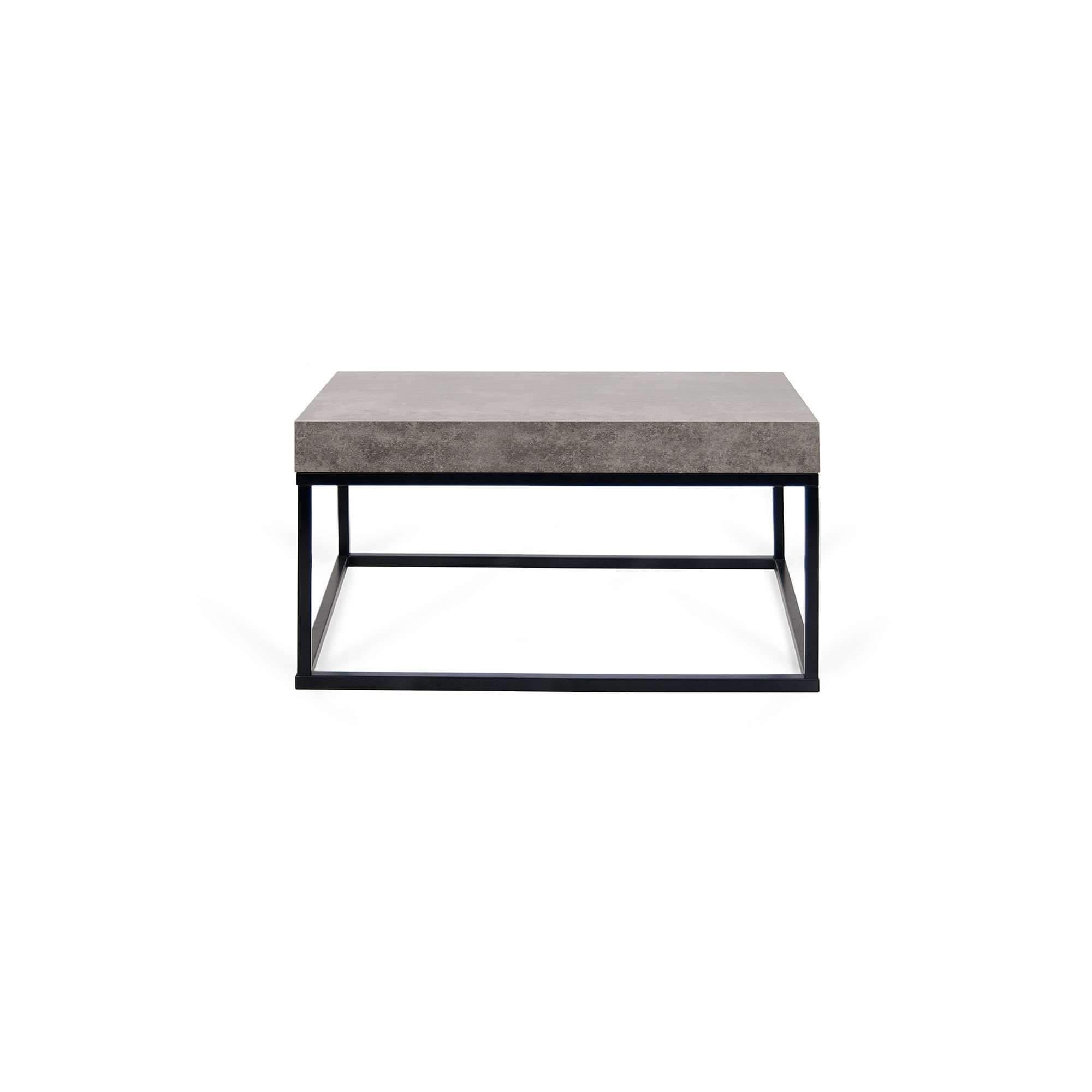 Temahome Petra 30X30 Coffee Table, Concrete Look Top/Black Legs