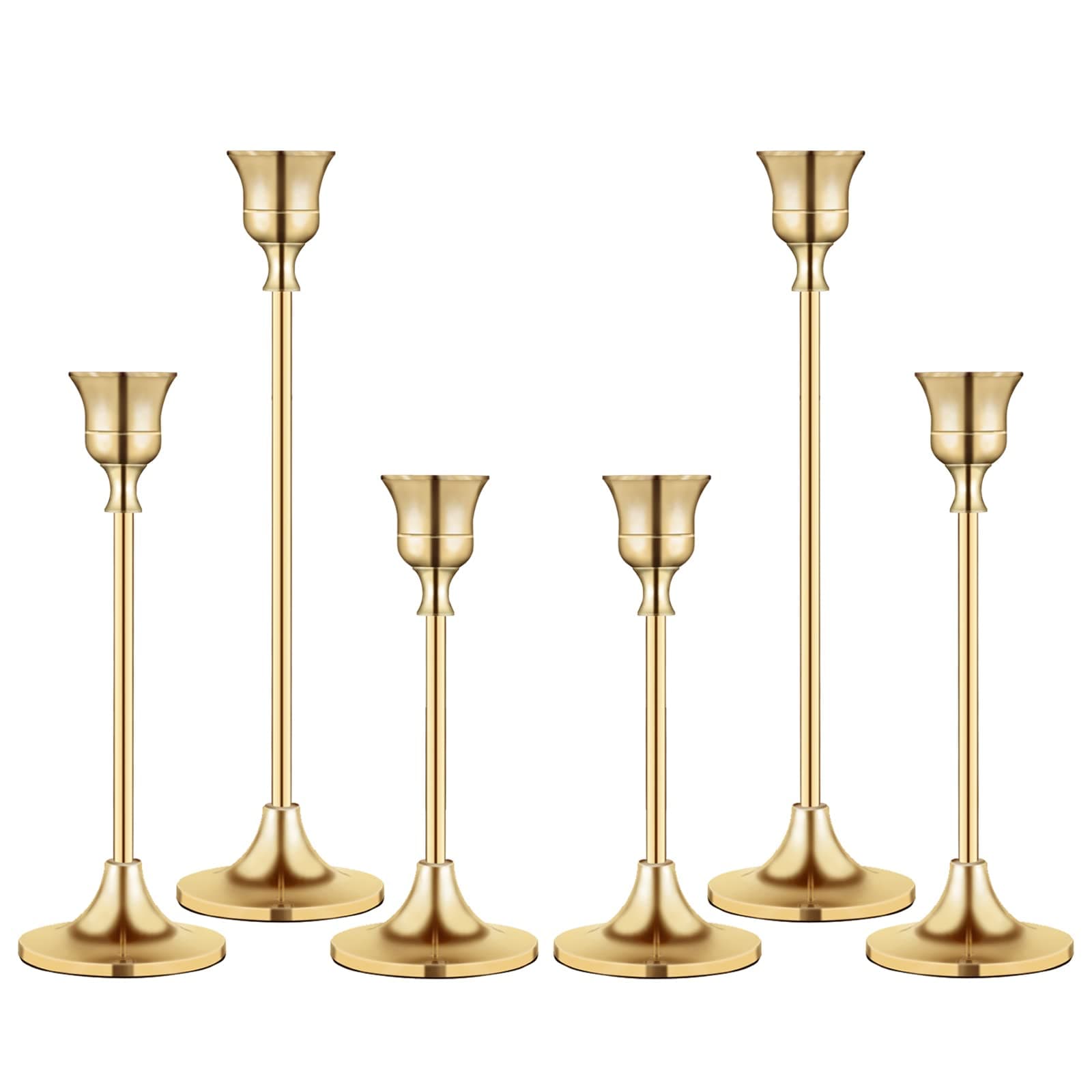 - Candlestick Holders,Taper Candle Holder for Candlesticks Gold Brass Vintage Candle Stick Candle Holders Candelabra Candle Holder for Fireplace Party Dining Home