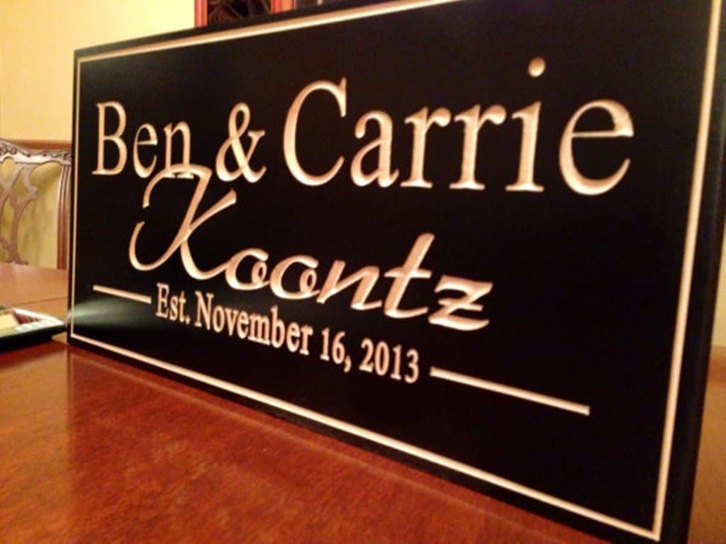 Personalized Family Name Sign, Marriage Sign Custom Wedding Gift Custom Wood Sign Carved Sign, 9 x18