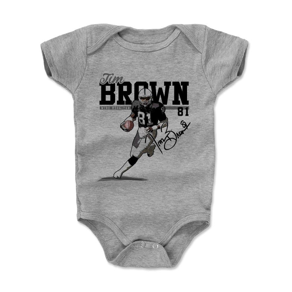 500 LEVEL500 LEVEL Tim Brown Baby Clothes, Onesie, Creeper, Bodysuit 18-24 Months Heather Gray - Vintage Oakland Football Baby Clothes - Tim Brown Play K