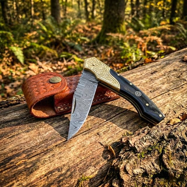 Handmade damascus steel Folding Pocket Utility Tool 1610