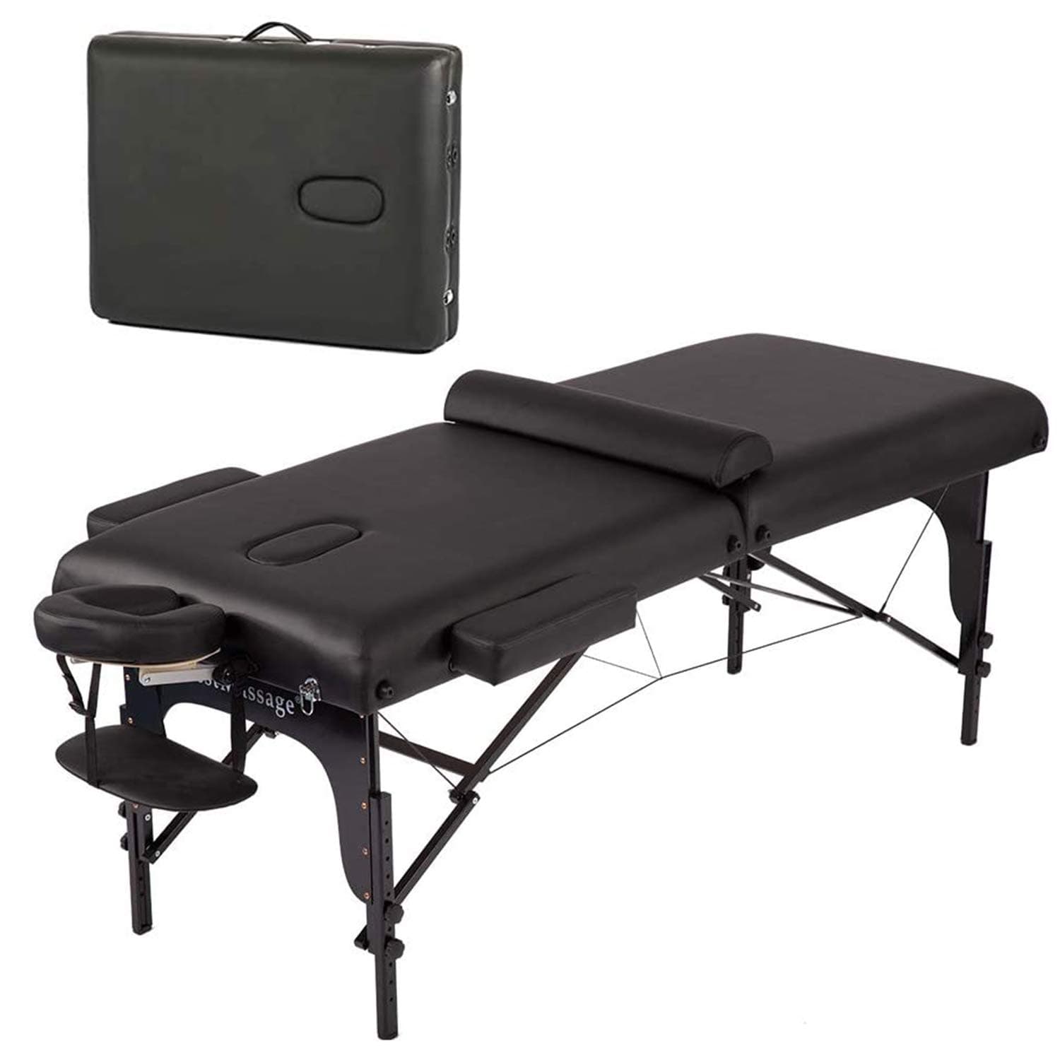 BestMassage Massage Bed Portable Massage Table 77" L 30" W 4" THK Lash Bed Heigh Adjustable 2 Folding PU Leather Spa Table with Oxford Bag for Spa Footmassage Facial CareSpa Tattoo