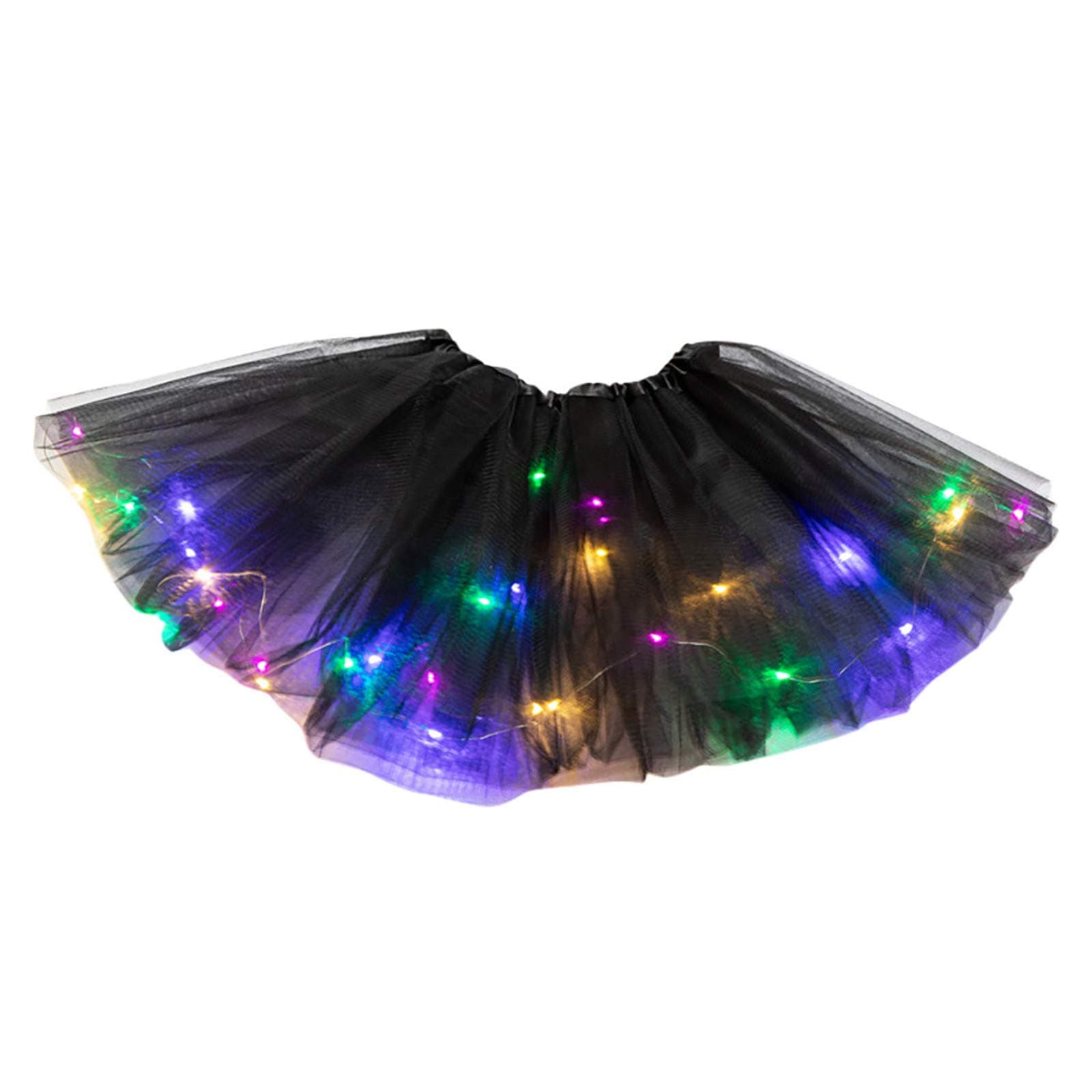 3 Layers Mesh Tulle Skirt Women Princess Skirt with LED Small Bulb Colorful Net Gauze Tutu Adult Ballet Skirt