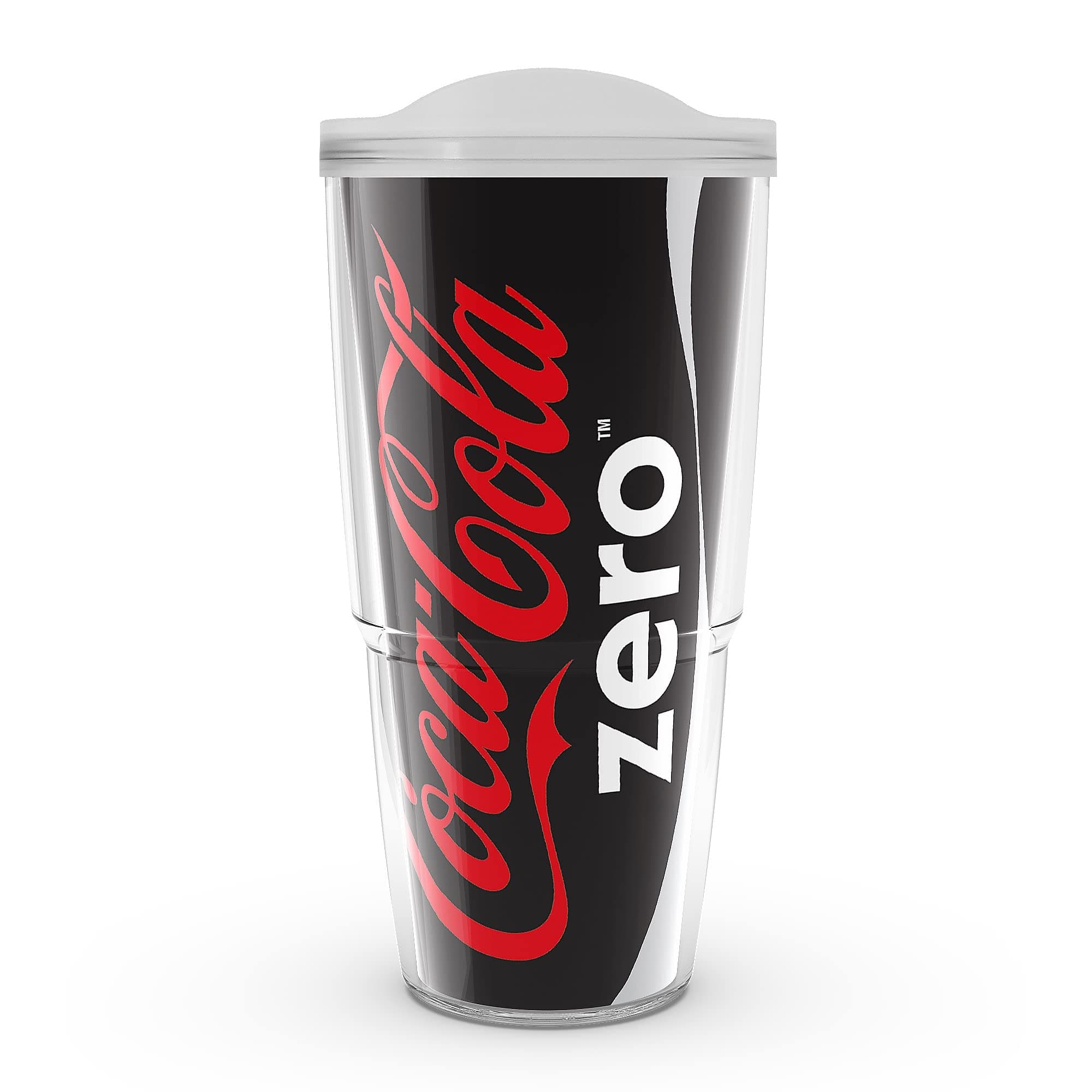 1069678 Coca-Cola-Coke Zero Can Insulated Tumbler with Wrap and Frosted Lid, 24oz, Clear