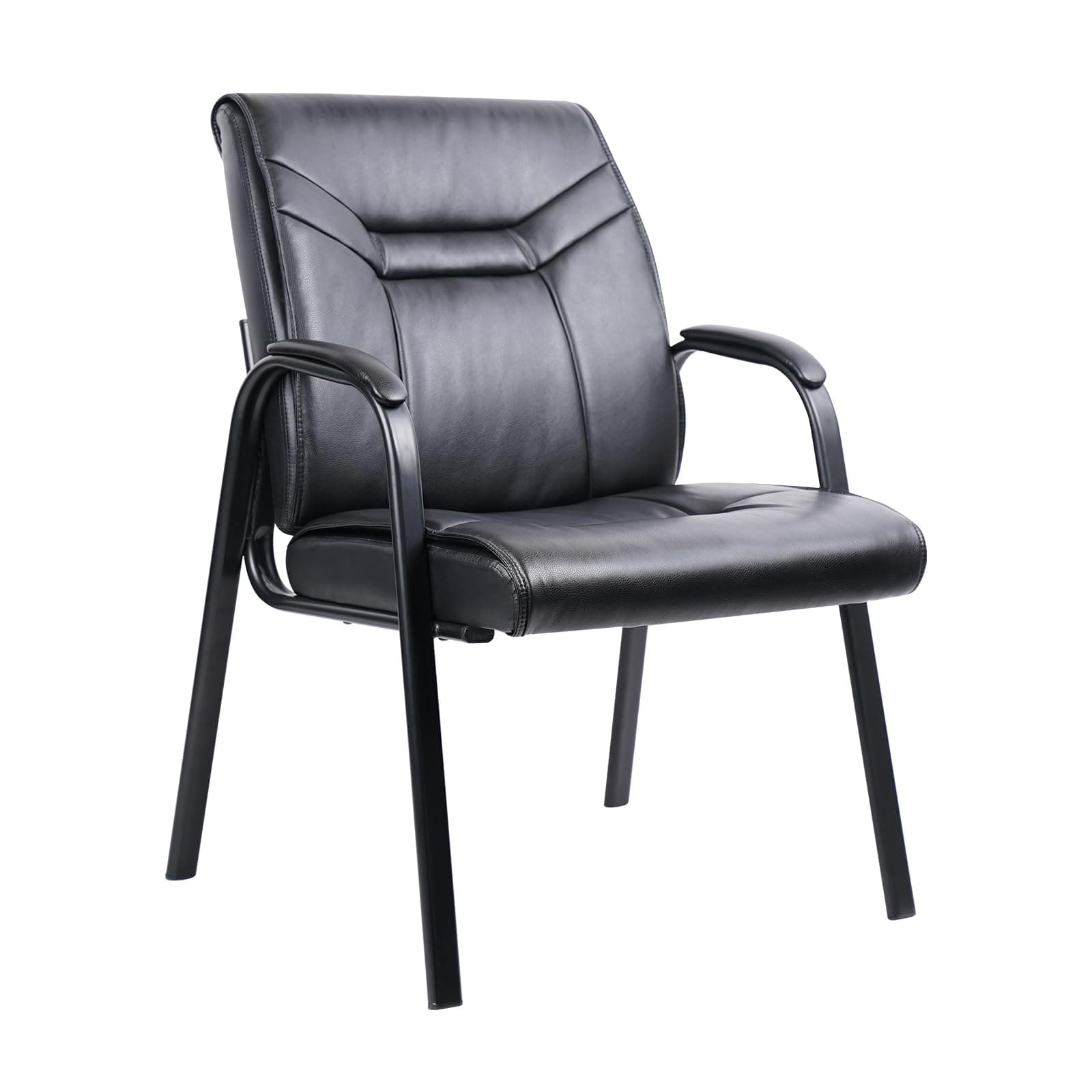 - CLATINA Heavy Duty Guest Chairs with Arms, Big and Tall Wide Leather 500 LBS Reception Chairs Without Wheels, Ergonomic Executive Bariatric Lobby Chair, Black