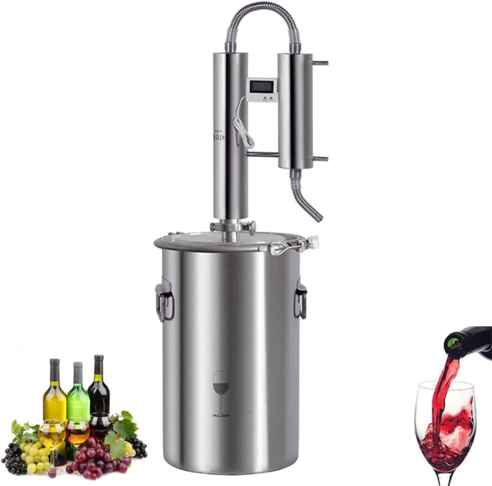 304 Stainless Steel Pure Dew Machine Distiller 12L-60L Copper Tube Still with Build-In Thermometer, Distilled Water Production Equipment for Home and DIY,20L