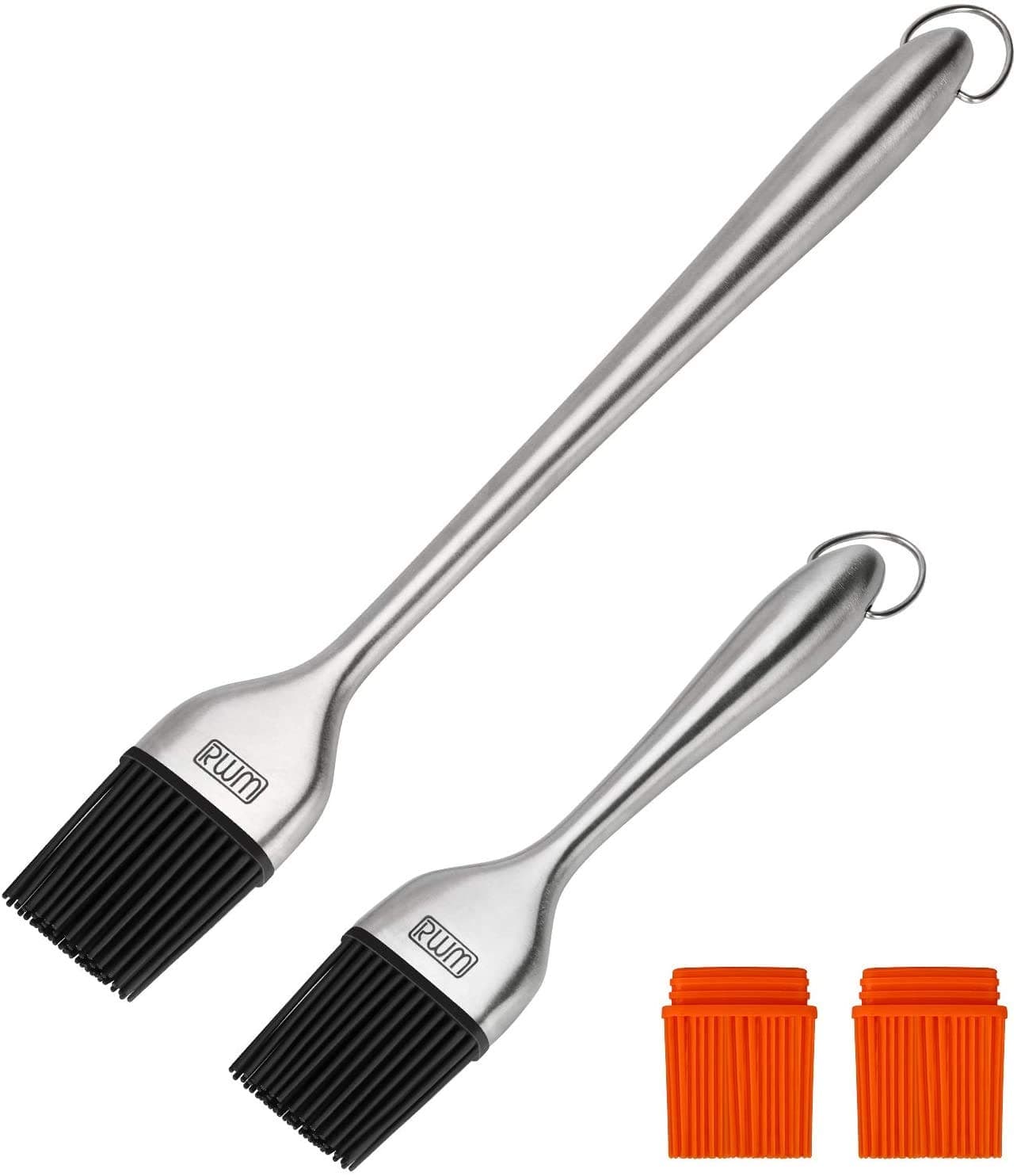 - Basting Brush - Grilling BBQ Baking, Pastry and Oil Stainless Steel Brushes with Back up Silicone Brush Heads(Orange) for Kitchen Cooking & Marinating, Dishwasher