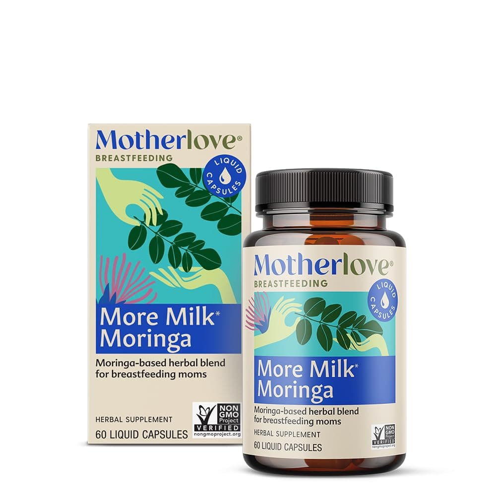 More Milk Moringa (60caps) Fenugreek-Free Herbal Lactation Supplement—Supports Breast Milk Supply for Breastfeeding Moms—Vegan, Non-GMO, Organic Herbs, Kosher, Soy-Free—Concentrated Liquid