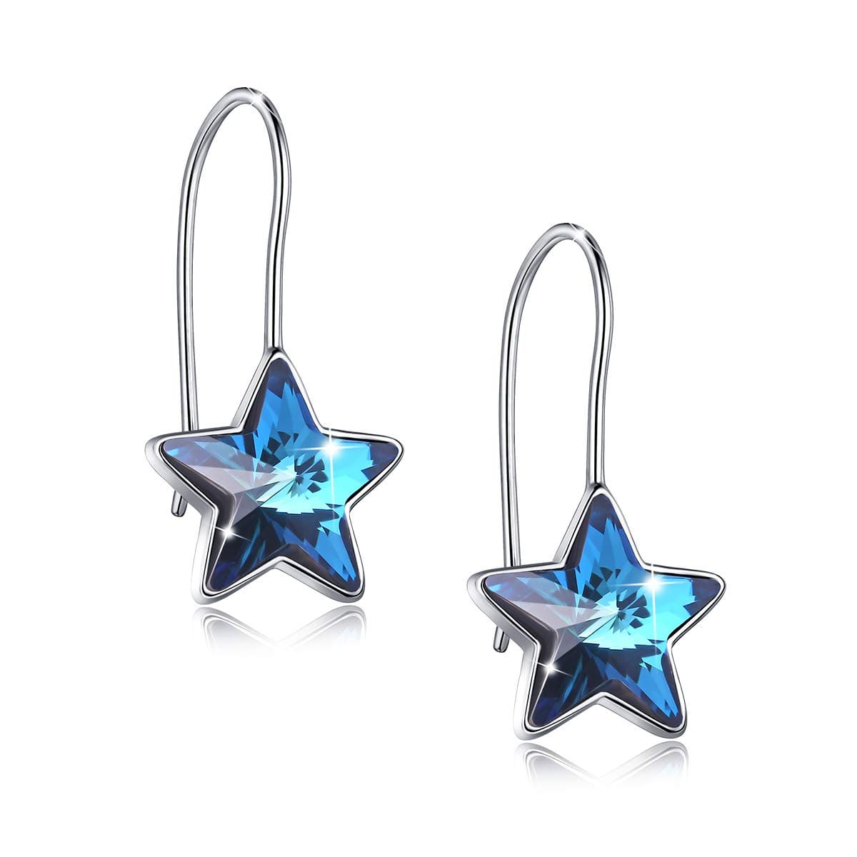 Silver Earrings for Women Crystal Stars Drop Dangle Earrings Hook Earrings Mother's Day Birthday Jewelry Gifts for Women, Gift Packaging