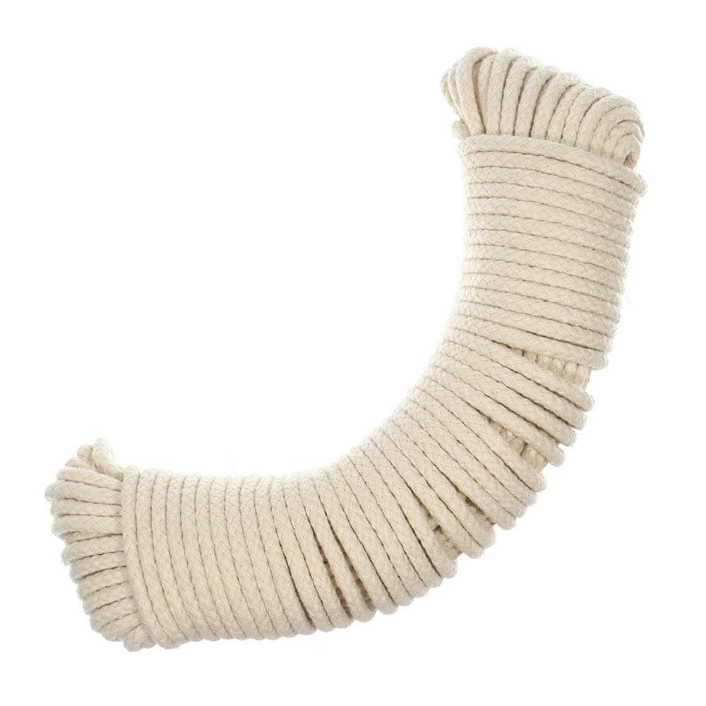 100 Feet Cotton Piping Cord, Clothesline Rope Natural 3/16-Inch Diameter Thread