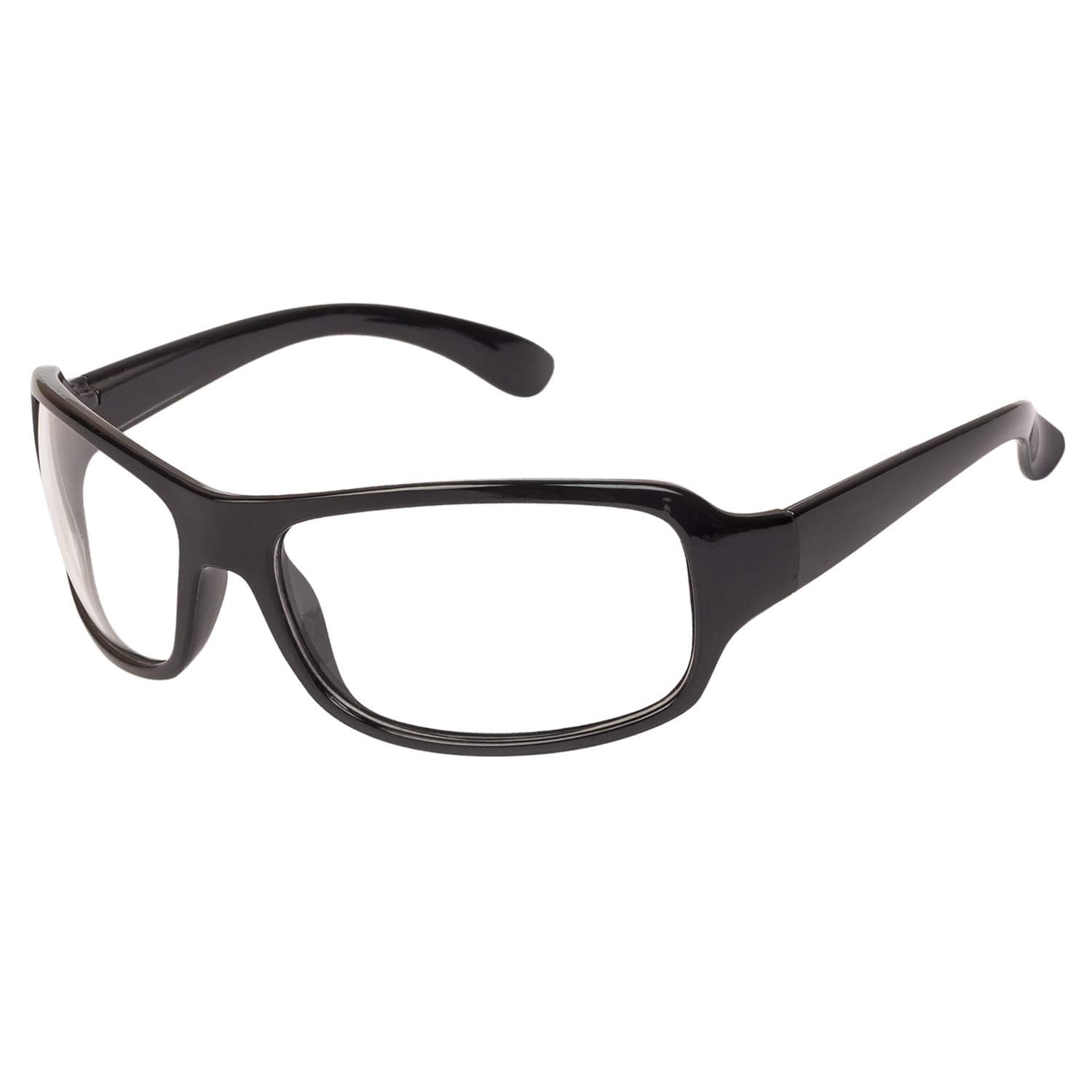 Arzonai Men's UV-400 Protected Sunglasses Night Driving Glasses Hector Sports Wrap Matte Black, 64mm (Translucent White Lens) (MA-905-S1)