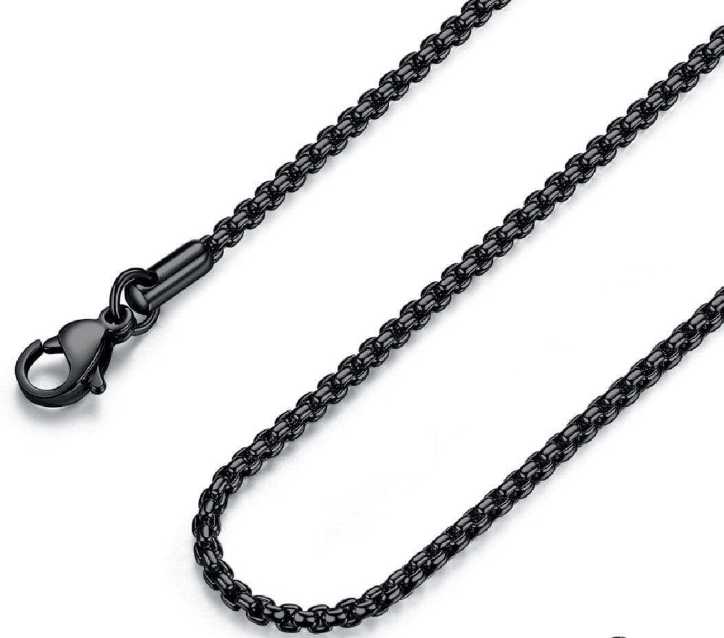 FOSIR 2-4MM Mens Womens Stainless Steel Black Rolo Cable Chain Necklace 18-36 Inch