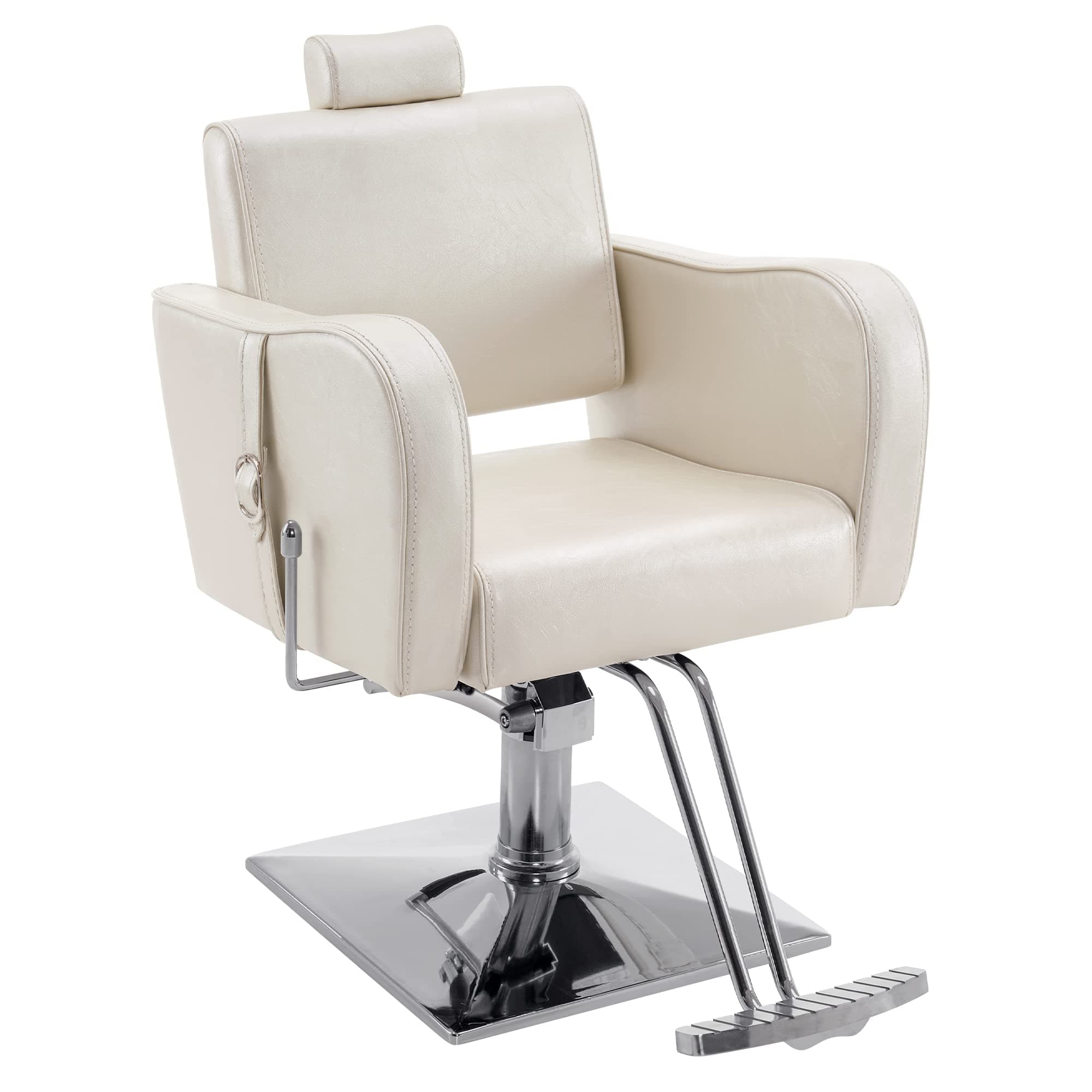 BarberPub Recliner Hydraulic Leathern Barber Chair Classic Antique Hair Spa Salon Styling Beauty Equipment 3124 (Champagne)