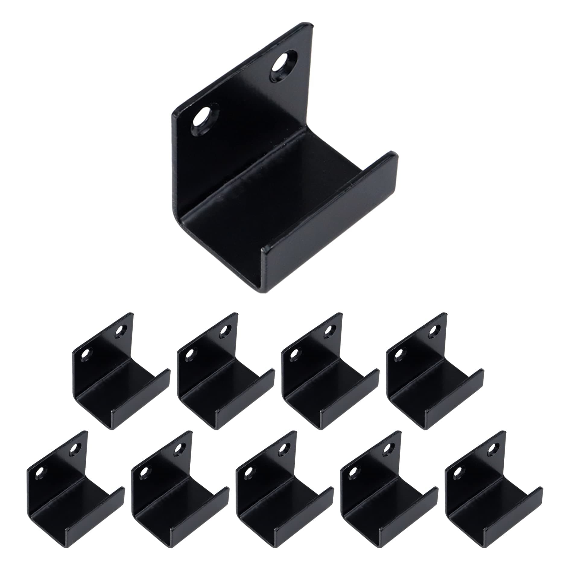 Coshar 10Pcs Tile Display Wall Hanger Thicken Stainless Steel Flat J Hook Hanger Billboard Hook Fastener - Black (Inner Width 25mm)