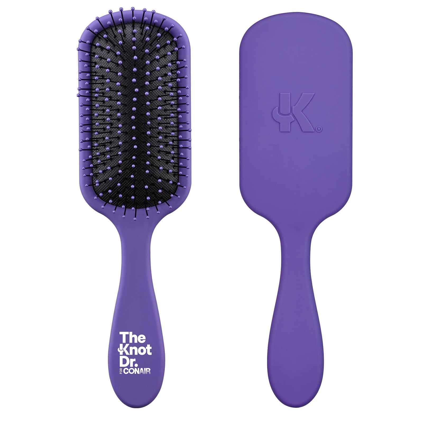 The Knot Dr. hair brush by Conair - Detangling hair brush - Ideal for all hair types - Removes Knots and Tangles in wet or dry hair - Purple