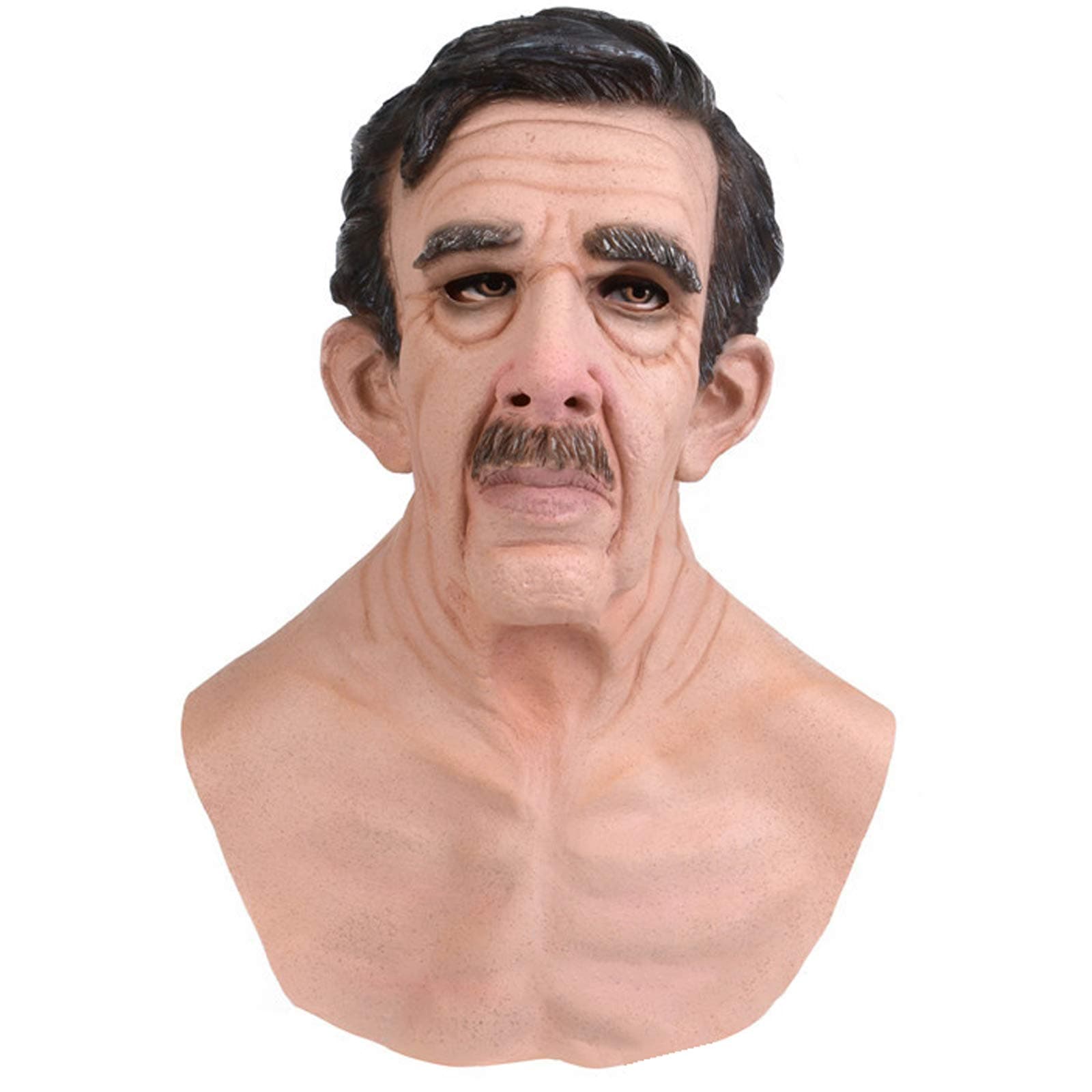 Old Man Hallowen Mask, Realistic Latex Mask, Old Male Disguise Halloween Fancy Dress Props Masks for Adult,Style2
