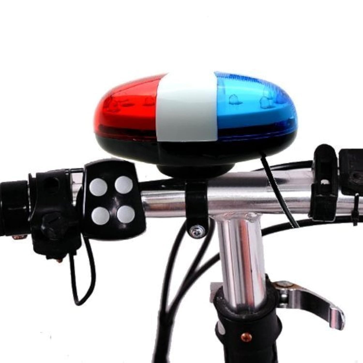 Bicycle Police Car 6 LED Light 4 Sounds Trumpet Cycling Horn Bell