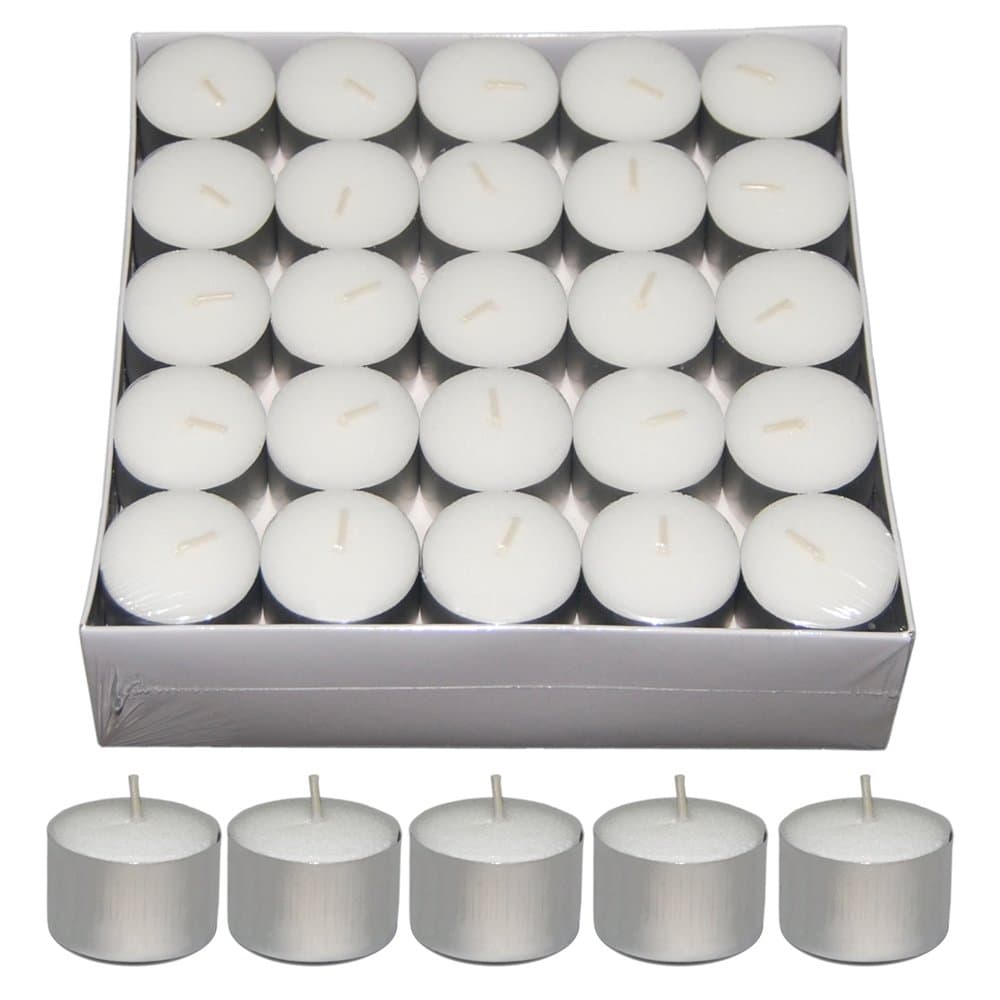 Nanki Trades Long Burning Round Wax Tea Light Candles (3.7 cm x 3.7 cm x 2.5 cm, White, Set of 50)