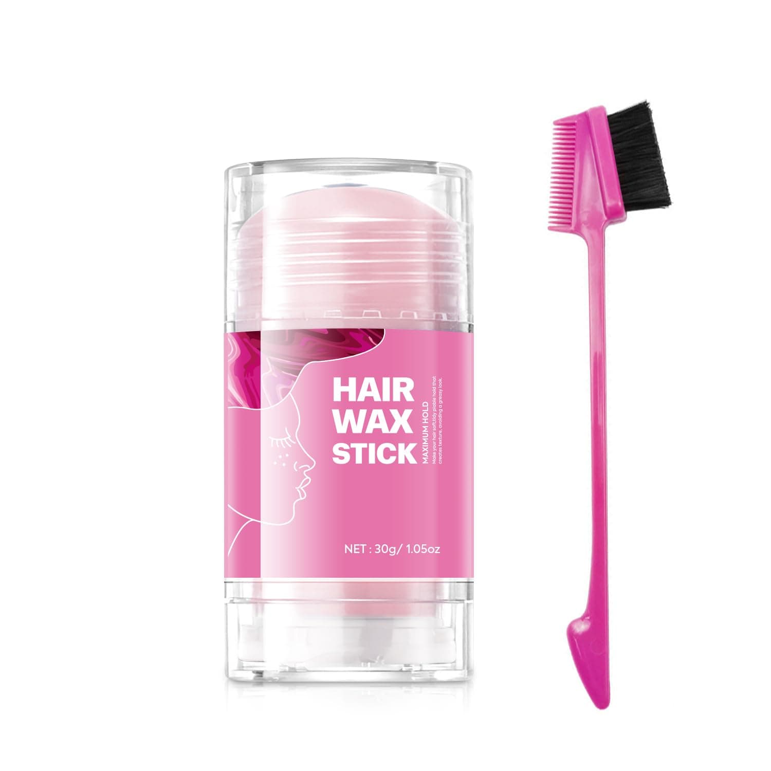 Hair Wax Slick Stick for Women - Edge Control Gel, Smooth Frizz Hair Stick, 30g (Pink)