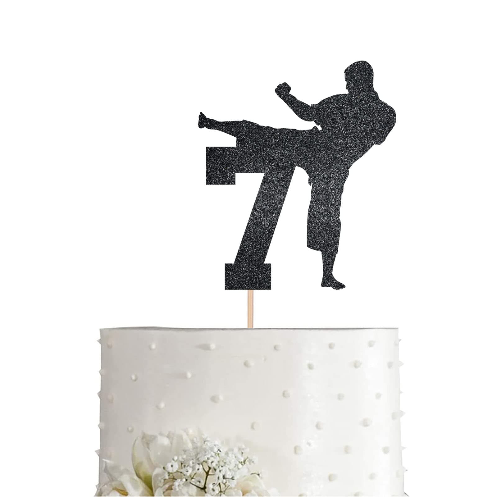Karate 7 Cake Topper, 7th Birthday Taekwondo Taekwondo Martial Arts Boy Girl Party Supply