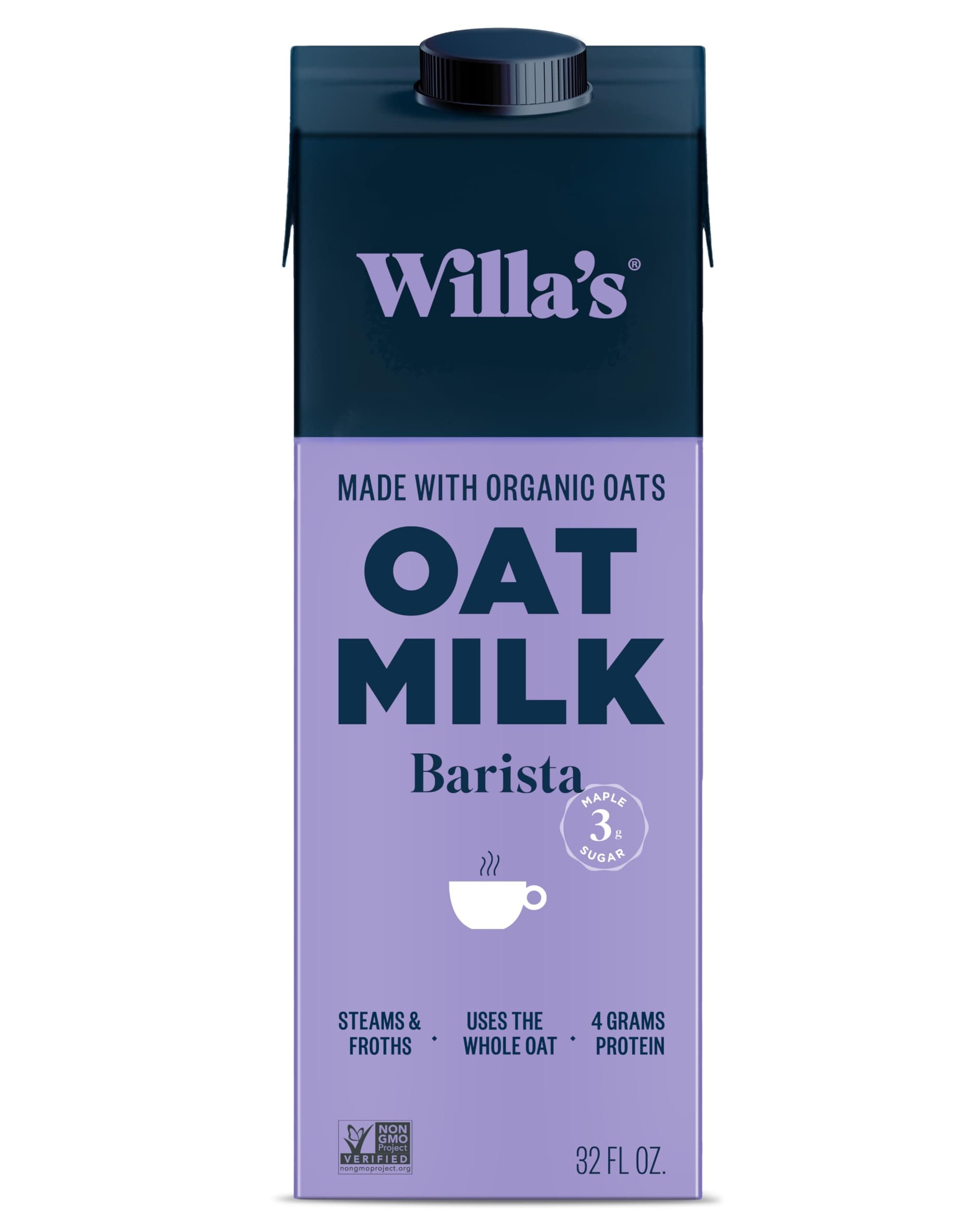 Organic Barista Oat Milk – 50% Less Sugar, Non-GMO, Shelf Stable, Non-Dairy, Whole Grain Oats, No Oil, No Gums – Barista Blend Unsweetened Oatmilk and Creamer, 32 oz, Pack of 1