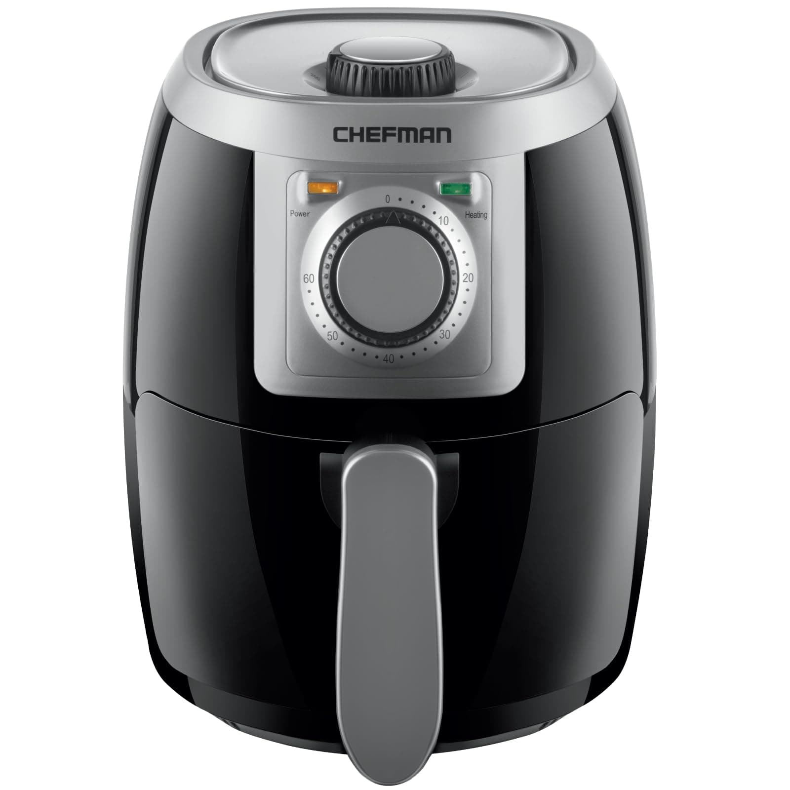 CHEFMAN Small, Compact Air Fryer Healthy Cooking, 2 Qt, Nonstick, User Friendly and Adjustable Temperature Control w/ 60 Minute Timer & Auto Shutoff, Dishwasher Safe Basket, BPA - Free, Black