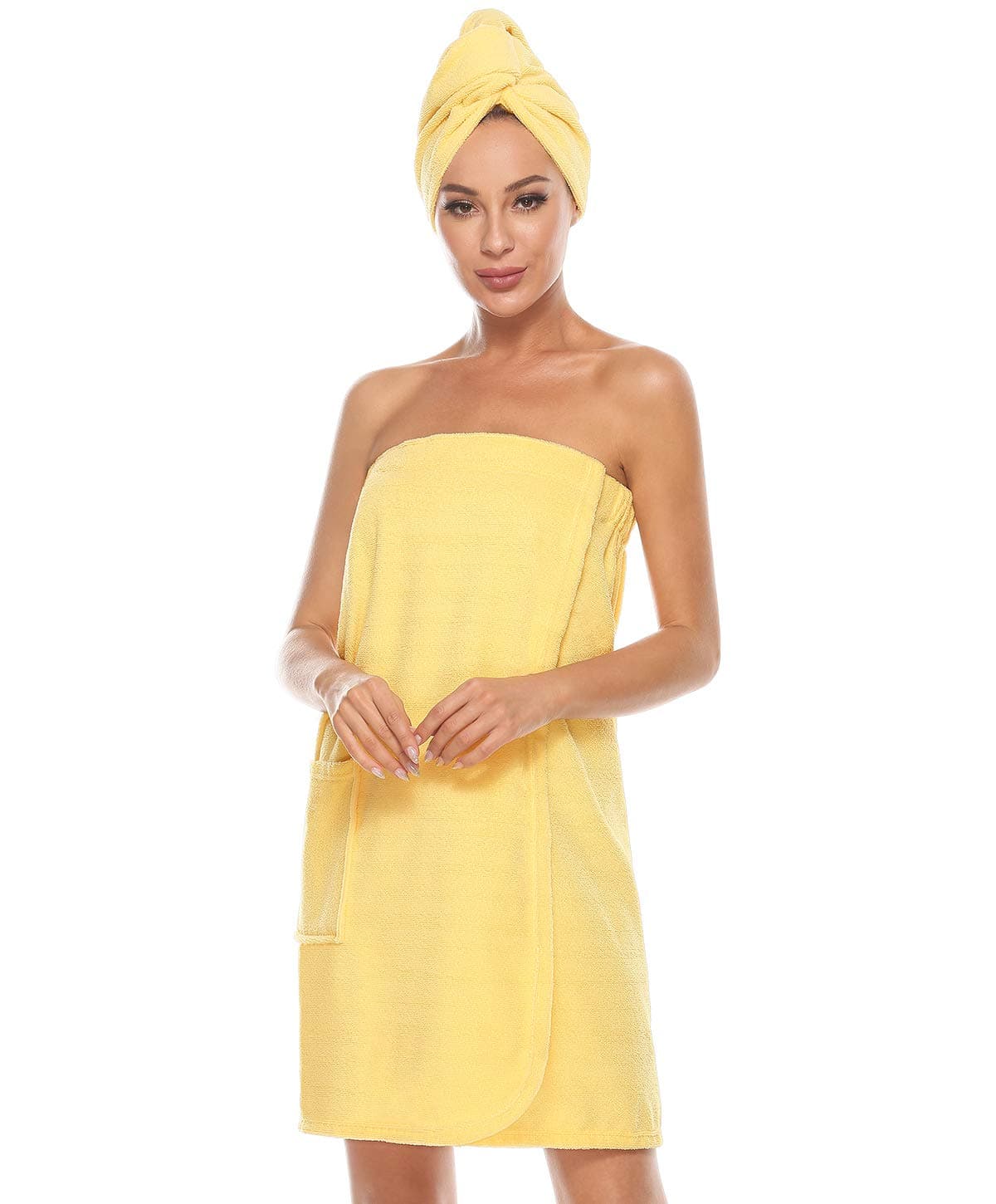 VislivinWomens Wrap Towel Robe Spa Wraps & Hair Towel Bathrobe Wrap Adjustable Closure