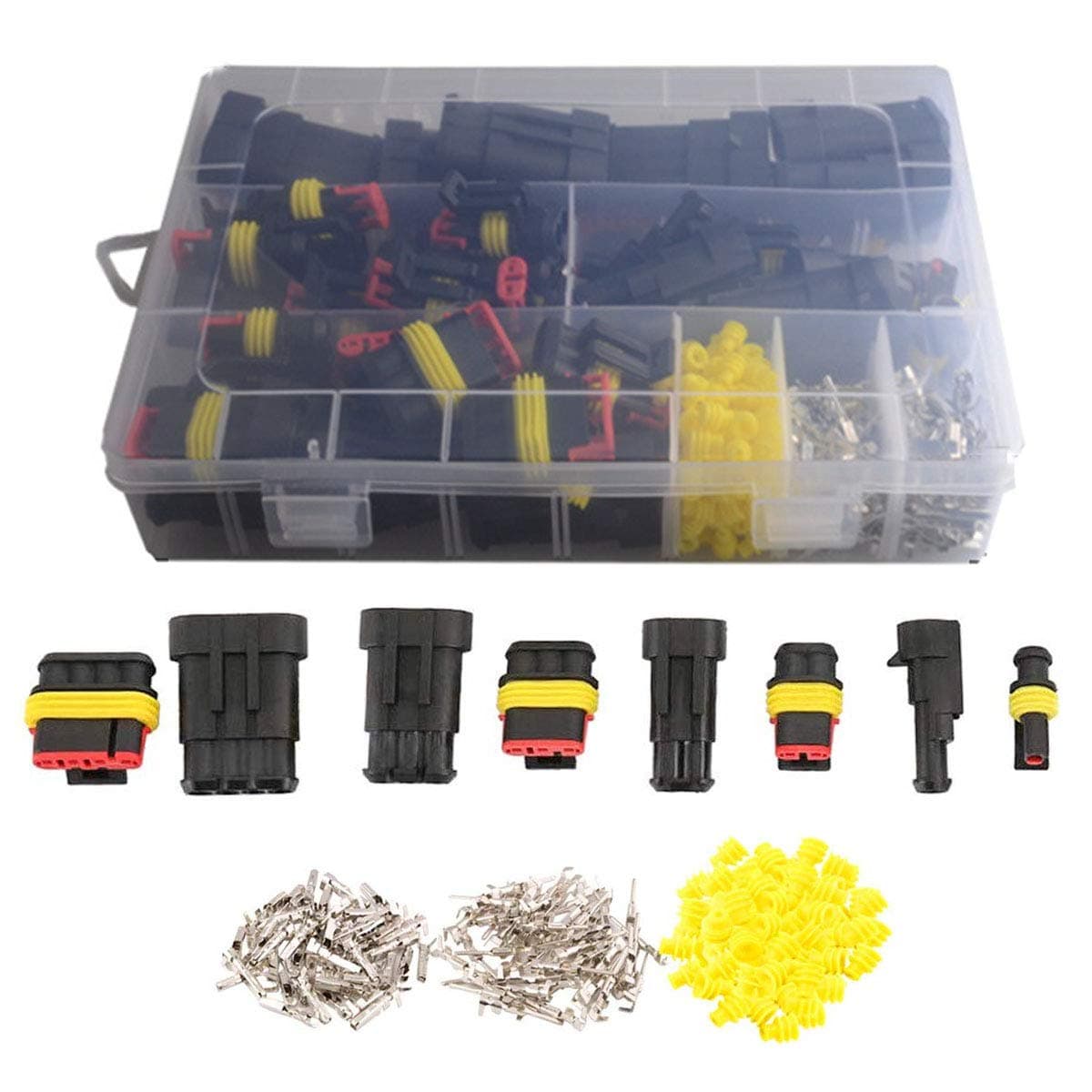 352pcs Car Waterproof Electrical Wire Connector Terminals Plug 1/2/3/4Pin for Motorcycle Scooter Car Truck Boats