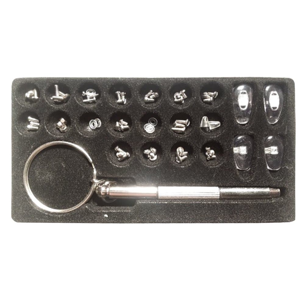 Eye Glass Repair kit With Screws Screwdriver Nosepads Spacers- Glasses Sunglasses Reading Prescription - Professional
