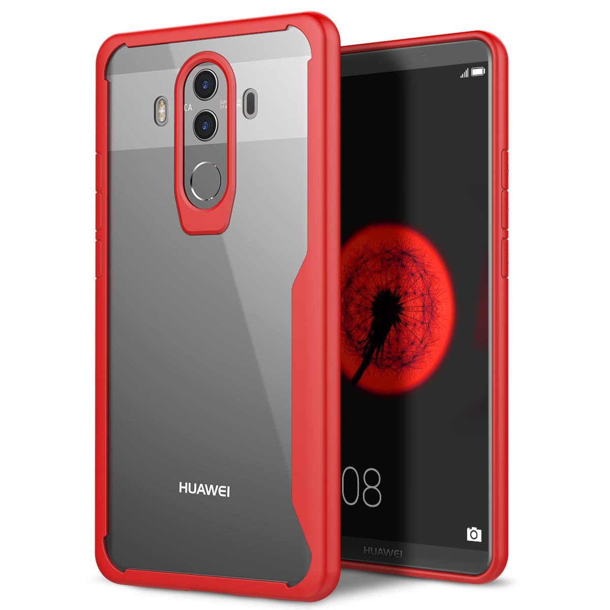 Huawei Mate 10 Pro Hard Case Clear Transparent Backcover Ultra Slim Thin Anti-Scratches PC Bumper Shockproof Flexible Anti Slip Slim Lightweight Protective Cover with Red Frame