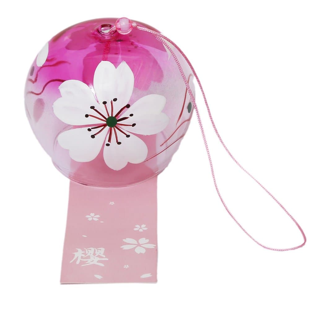 Japanese Furin Wind Chimes Wind Bells Handmade Glass Birthday Gift Home Decors Japanese Cherry Blossom Wind Chimes (Little Flower)